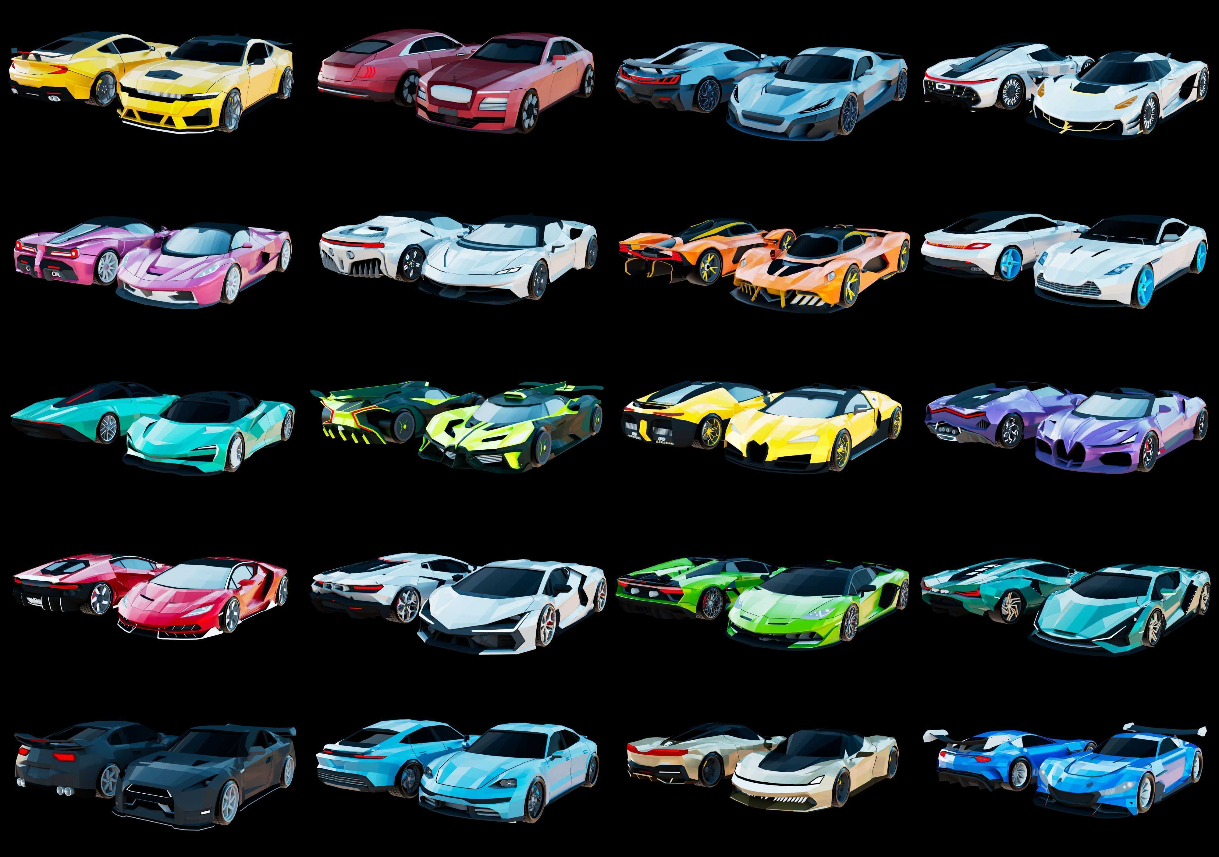20x Low-Poly GENERIC Car PACK Low-poly 3D model_5