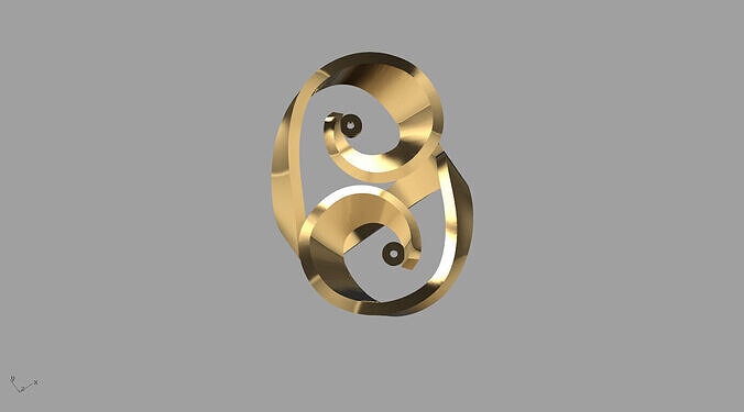 Curved Gold ring 3D print model