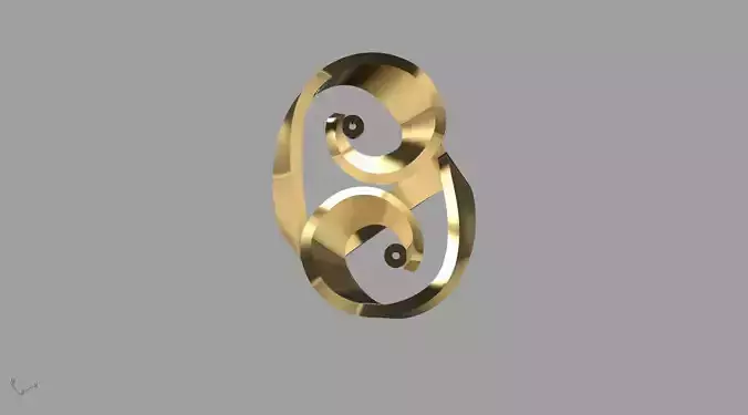 Curved Gold ring 3D print model