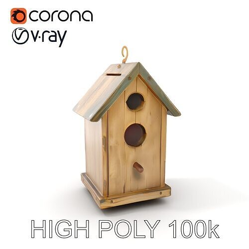 Birdhouse Wooden Model Pack for Environmental Design Low-poly 3D model