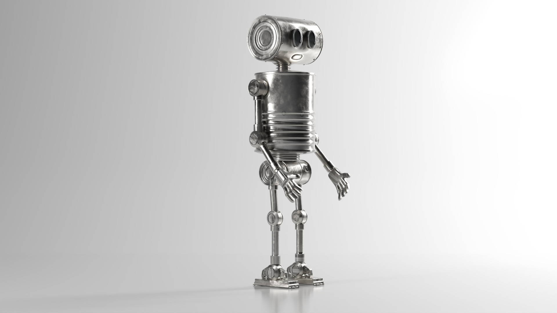 Game Ready Stylized Retro Robot Mixamo Ready Low-poly 3D model_6