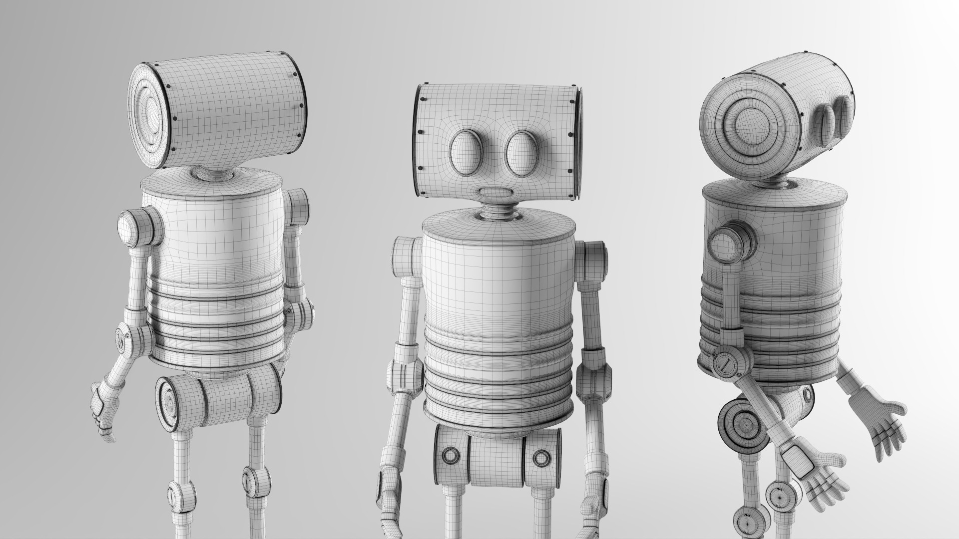 Game Ready Stylized Retro Robot Mixamo Ready Low-poly 3D model_9