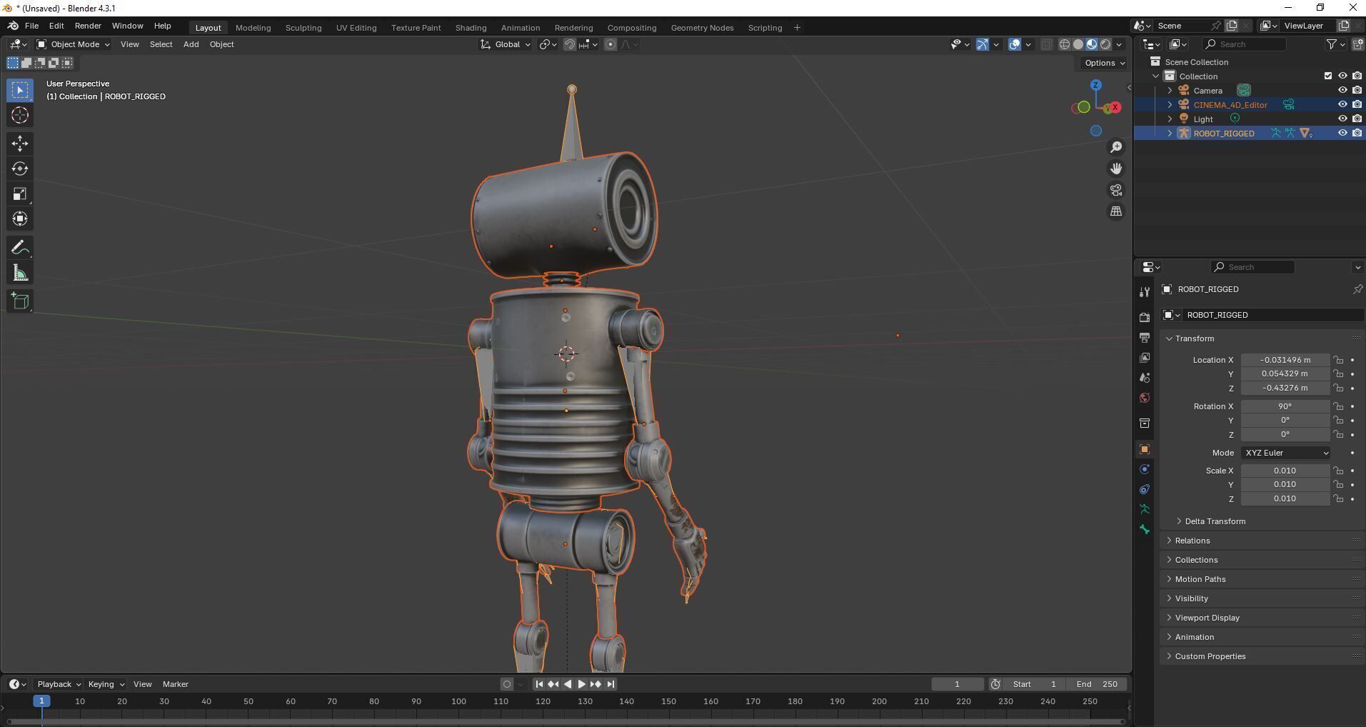 Game Ready Stylized Retro Robot Mixamo Ready Low-poly 3D model_12