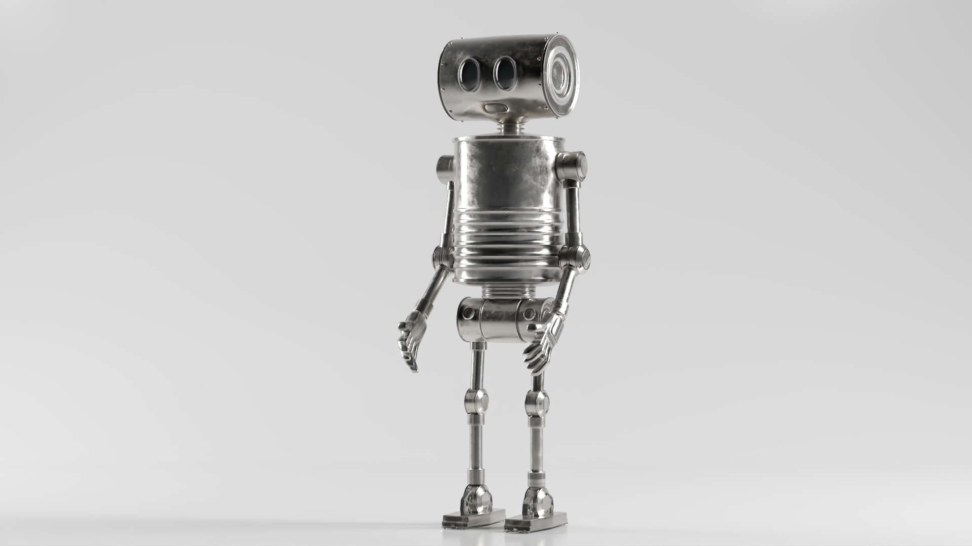 Game Ready Stylized Retro Robot Mixamo Ready Low-poly 3D model_4