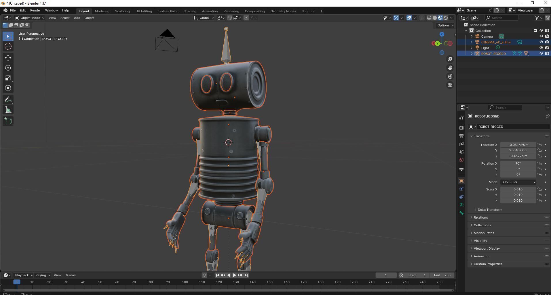 Game Ready Stylized Retro Robot Mixamo Ready Low-poly 3D model_11
