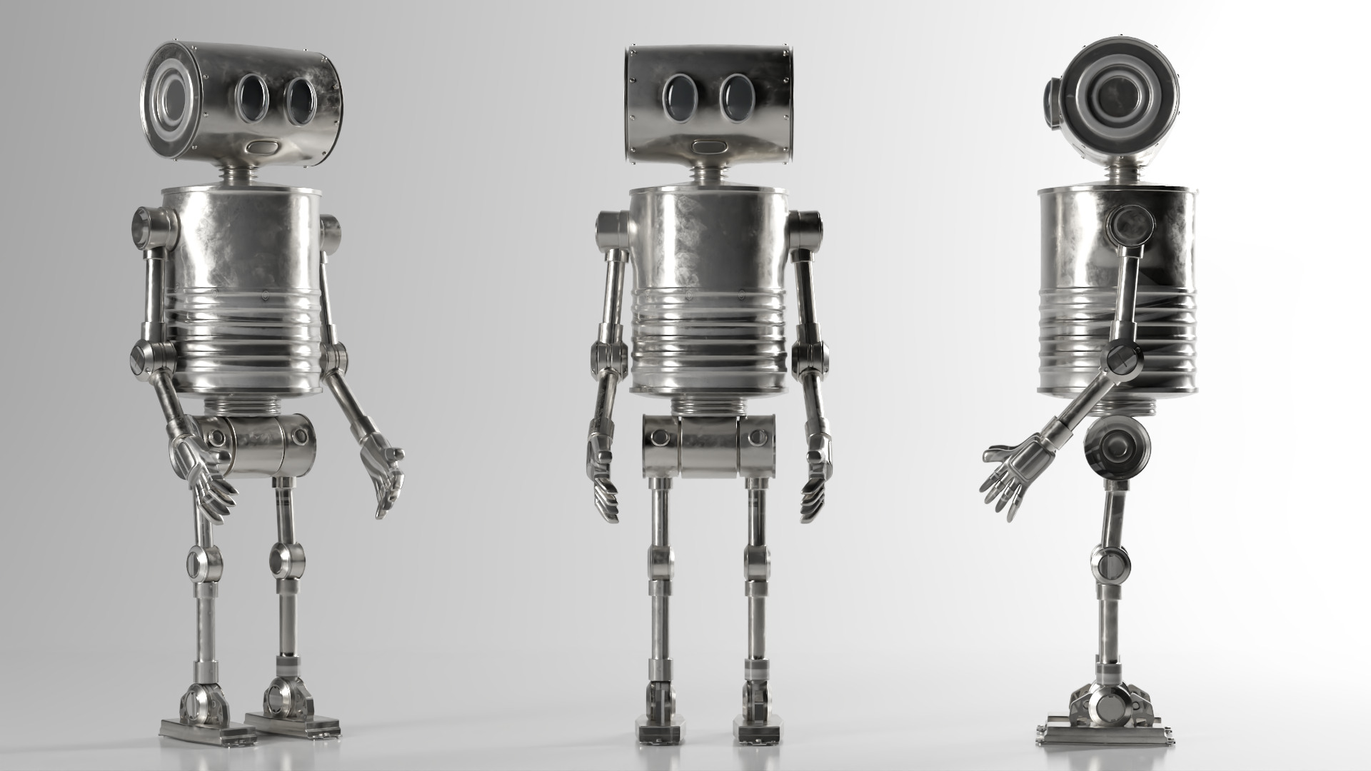 Game Ready Stylized Retro Robot Mixamo Ready Low-poly 3D model_3