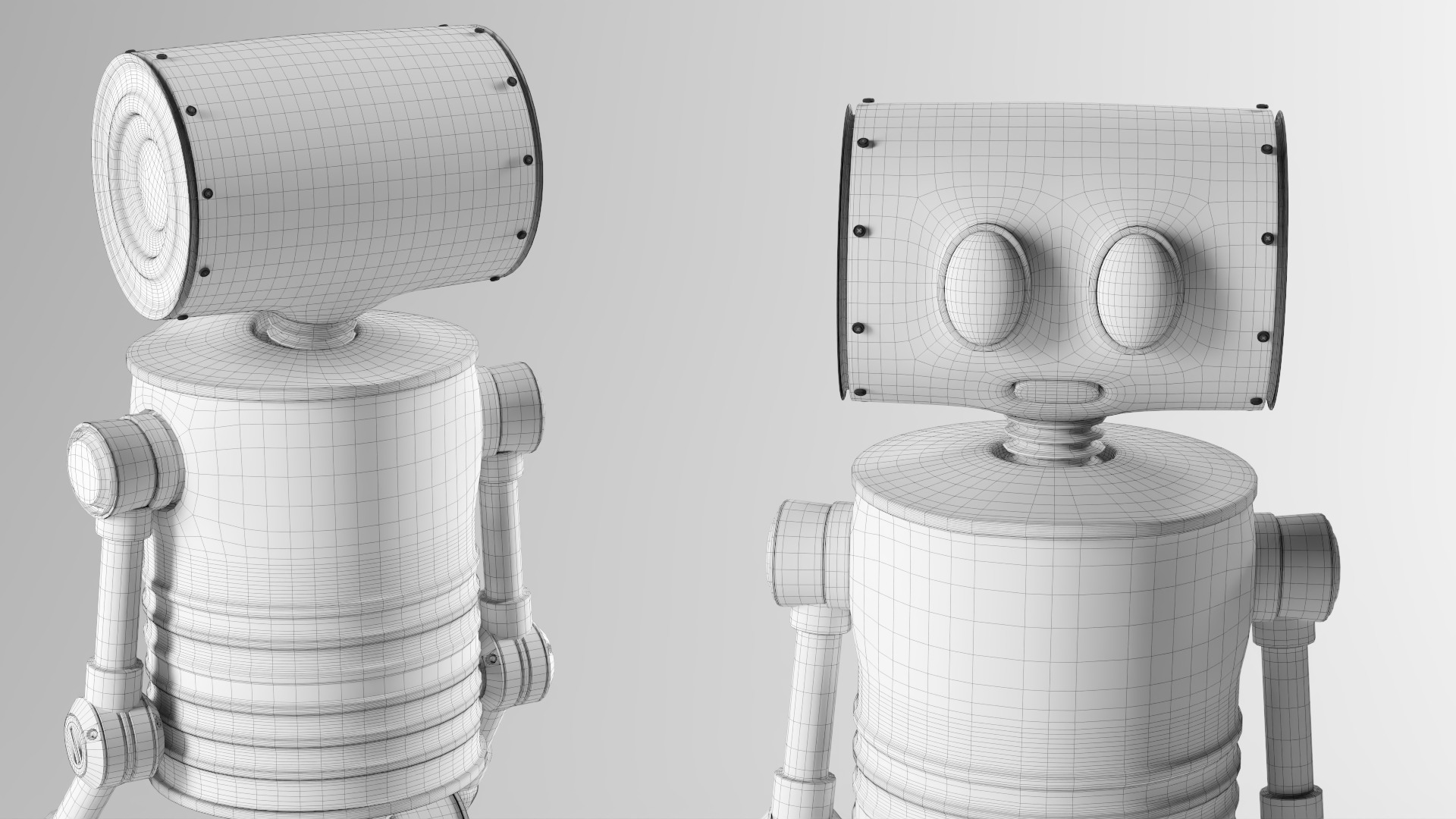 Game Ready Stylized Retro Robot Mixamo Ready Low-poly 3D model_10
