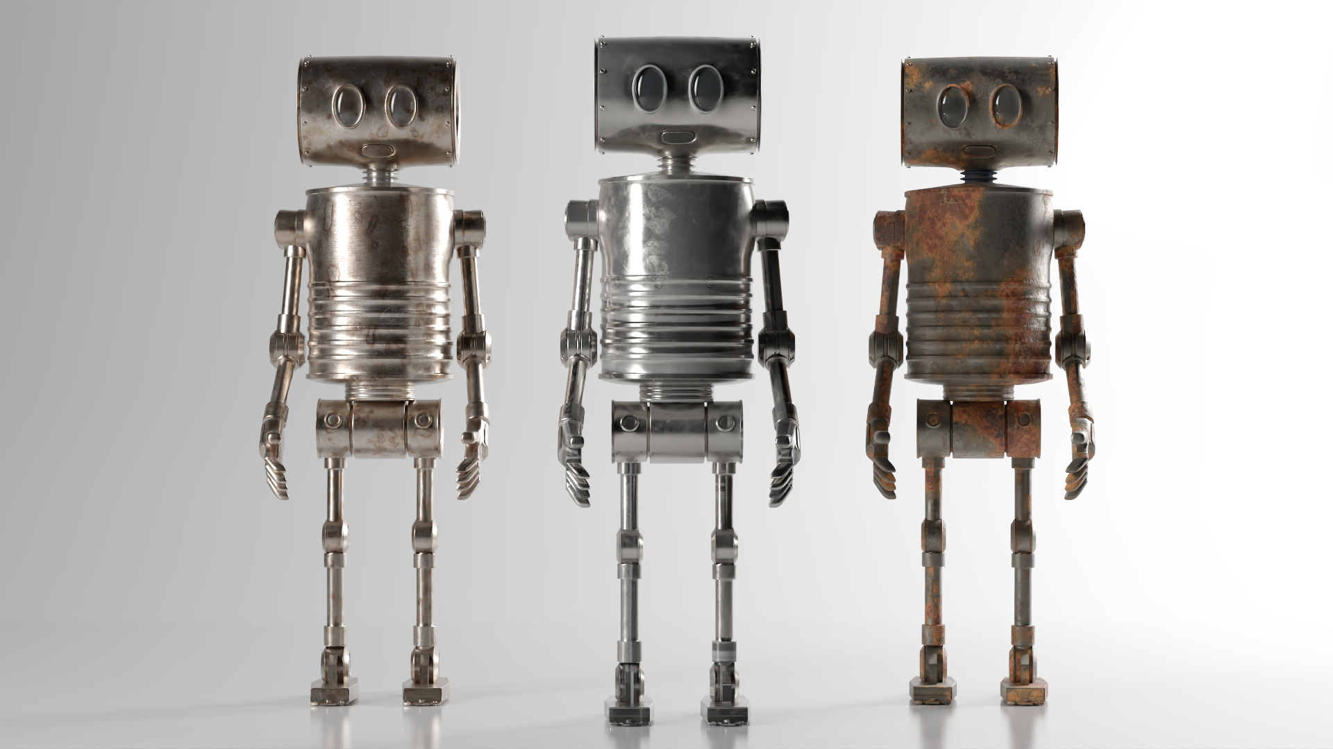 Game Ready Stylized Retro Robot Mixamo Ready Low-poly 3D model_2