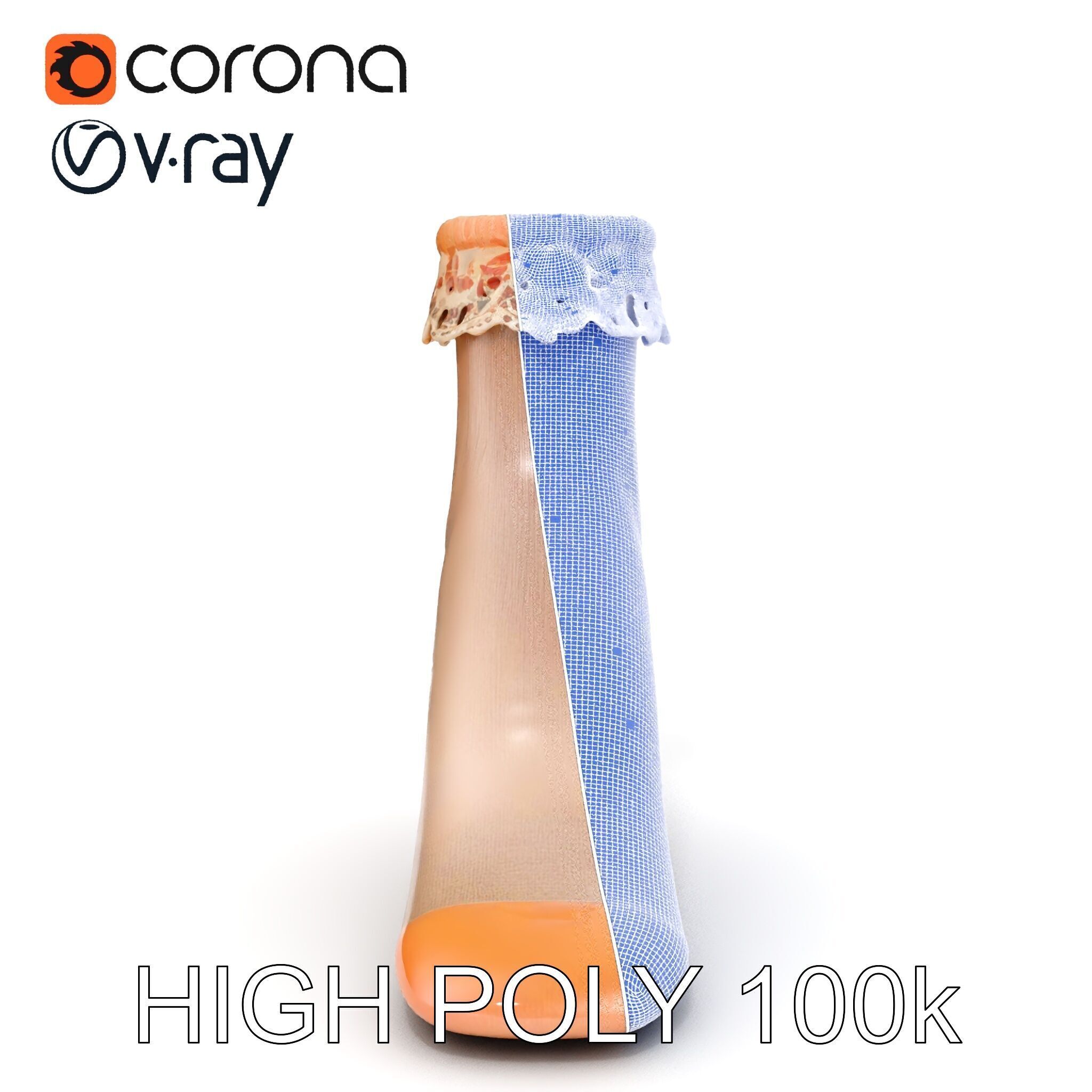 Lace Ankle Sock Model Pack Low-poly 3D model_35