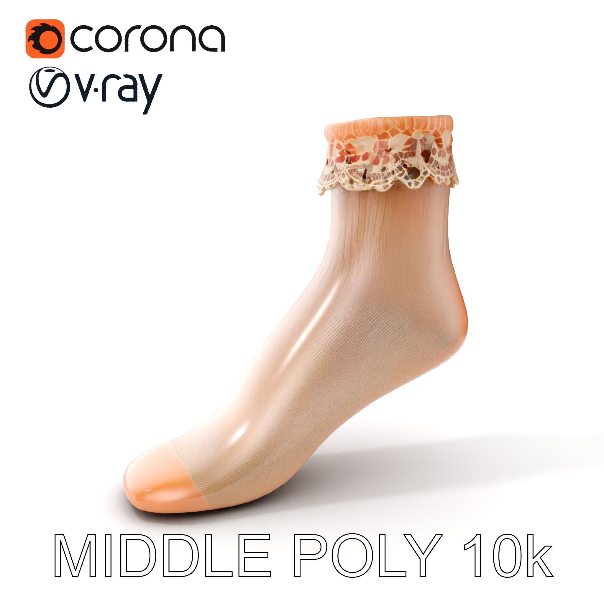 Lace Ankle Sock Model Pack Low-poly 3D model_6