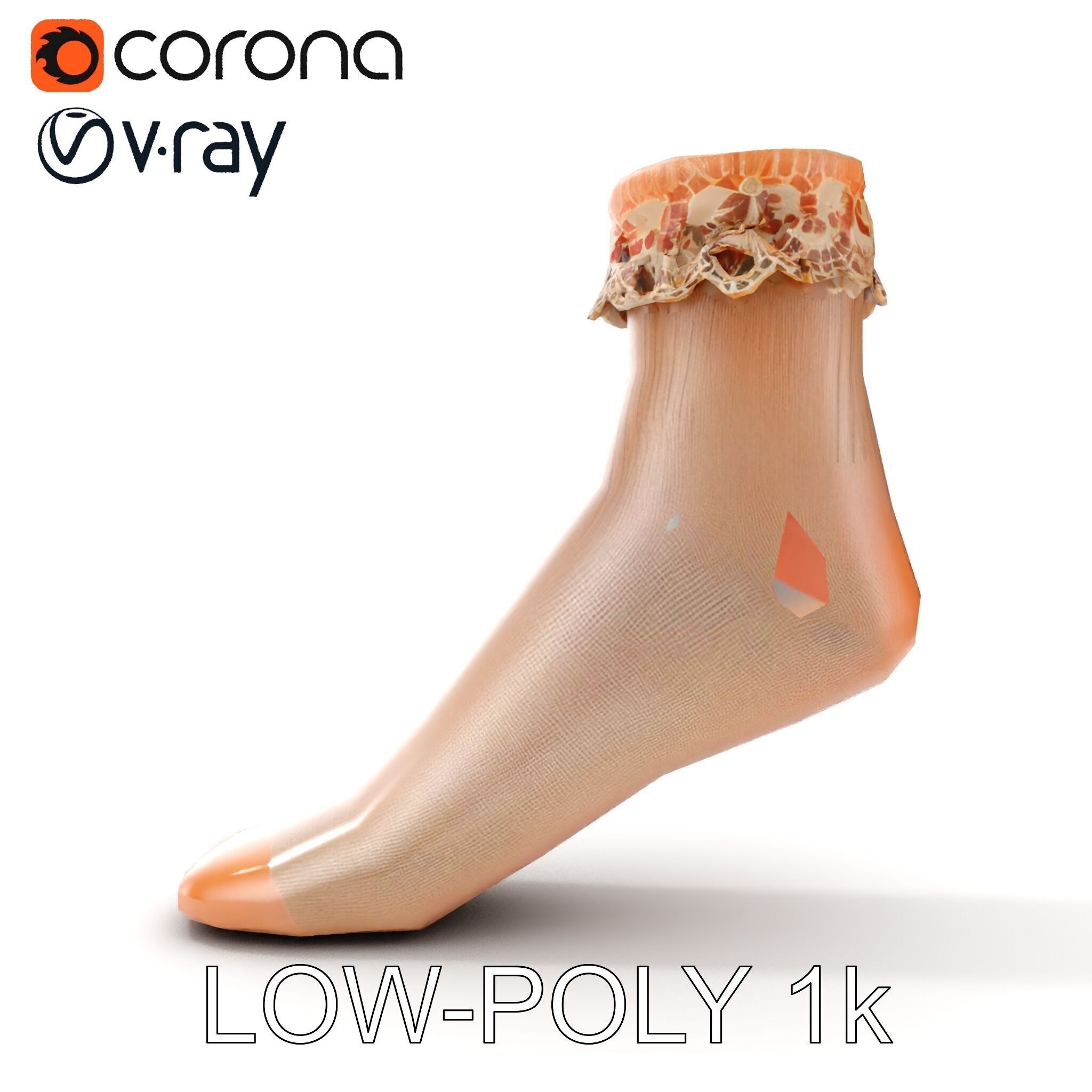 Lace Ankle Sock Model Pack Low-poly 3D model_14