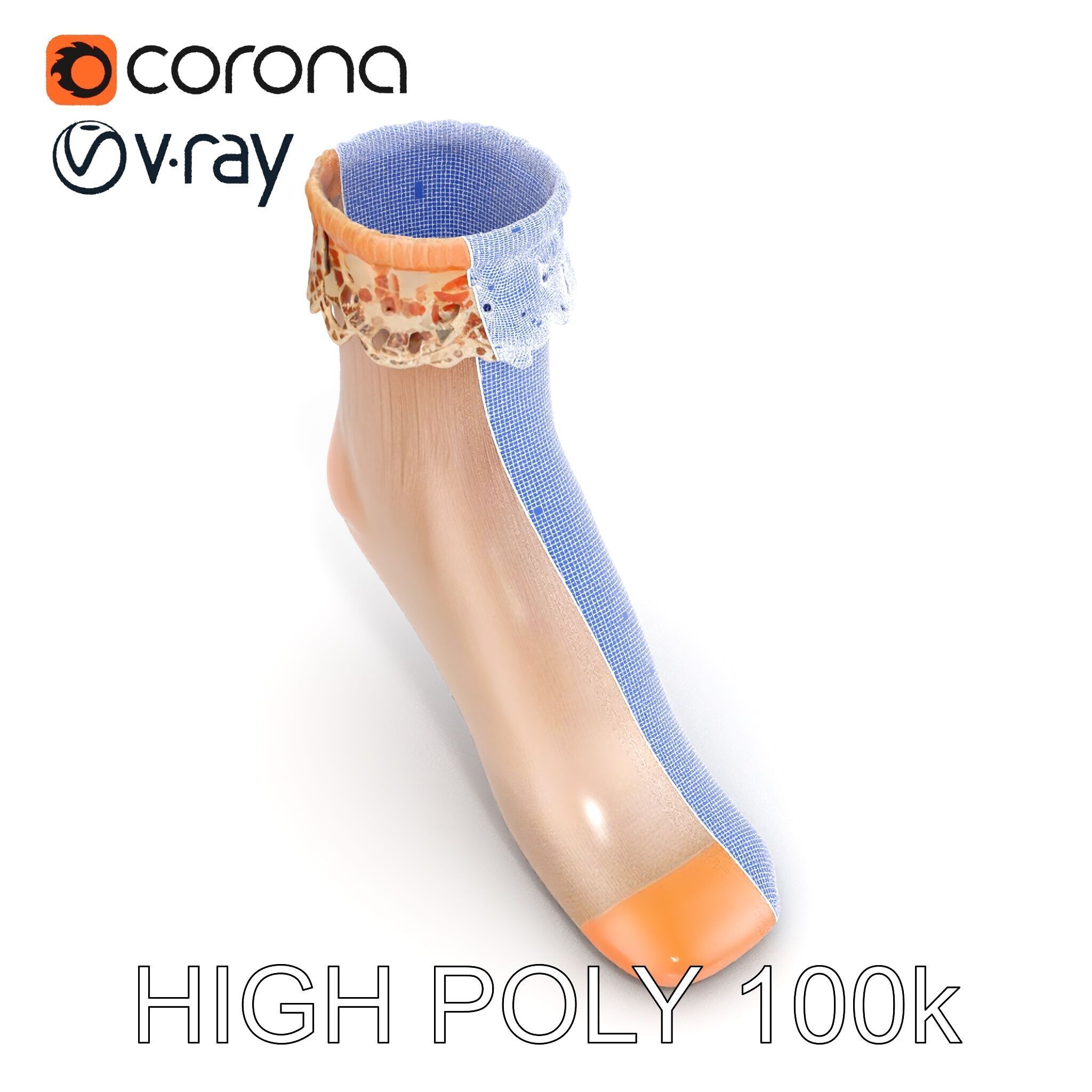 Lace Ankle Sock Model Pack Low-poly 3D model_18