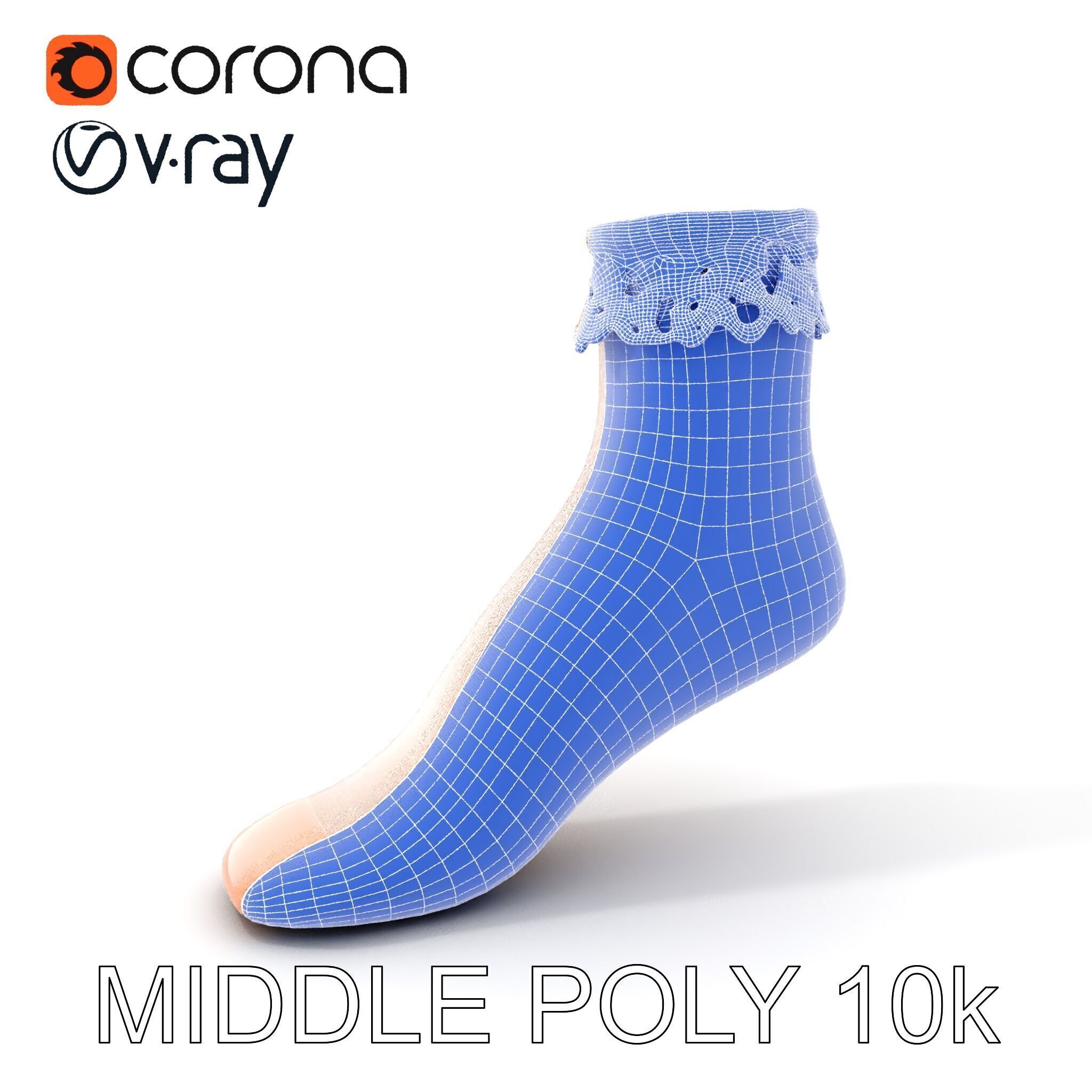 Lace Ankle Sock Model Pack Low-poly 3D model_16