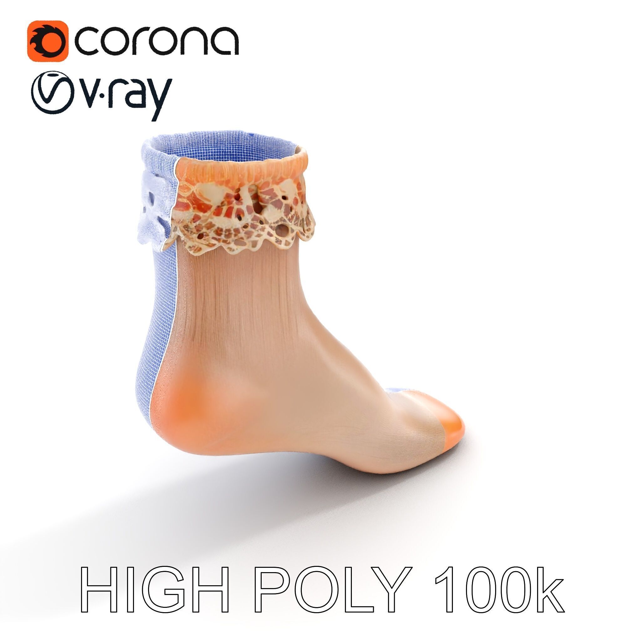 Lace Ankle Sock Model Pack Low-poly 3D model_27