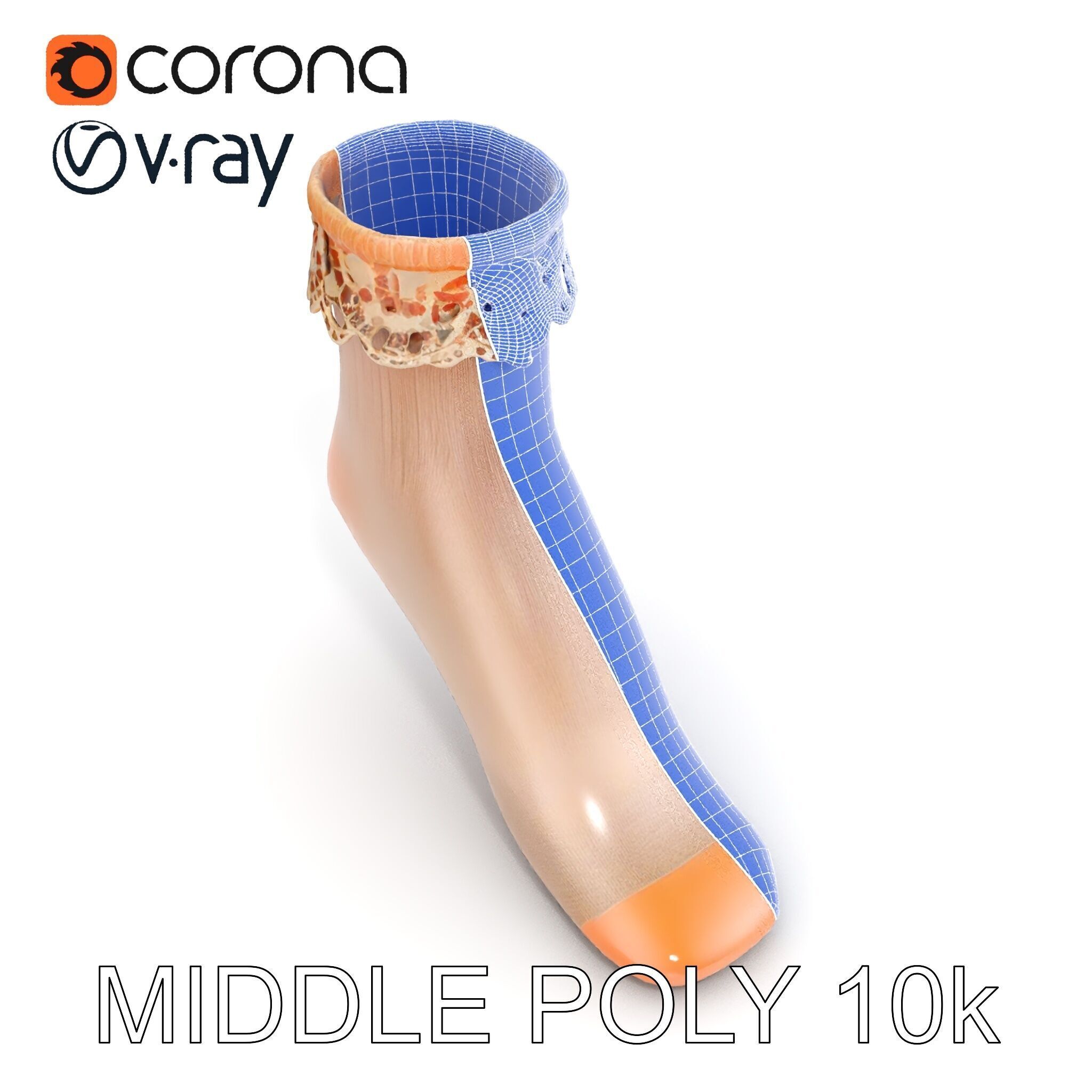 Lace Ankle Sock Model Pack Low-poly 3D model_28