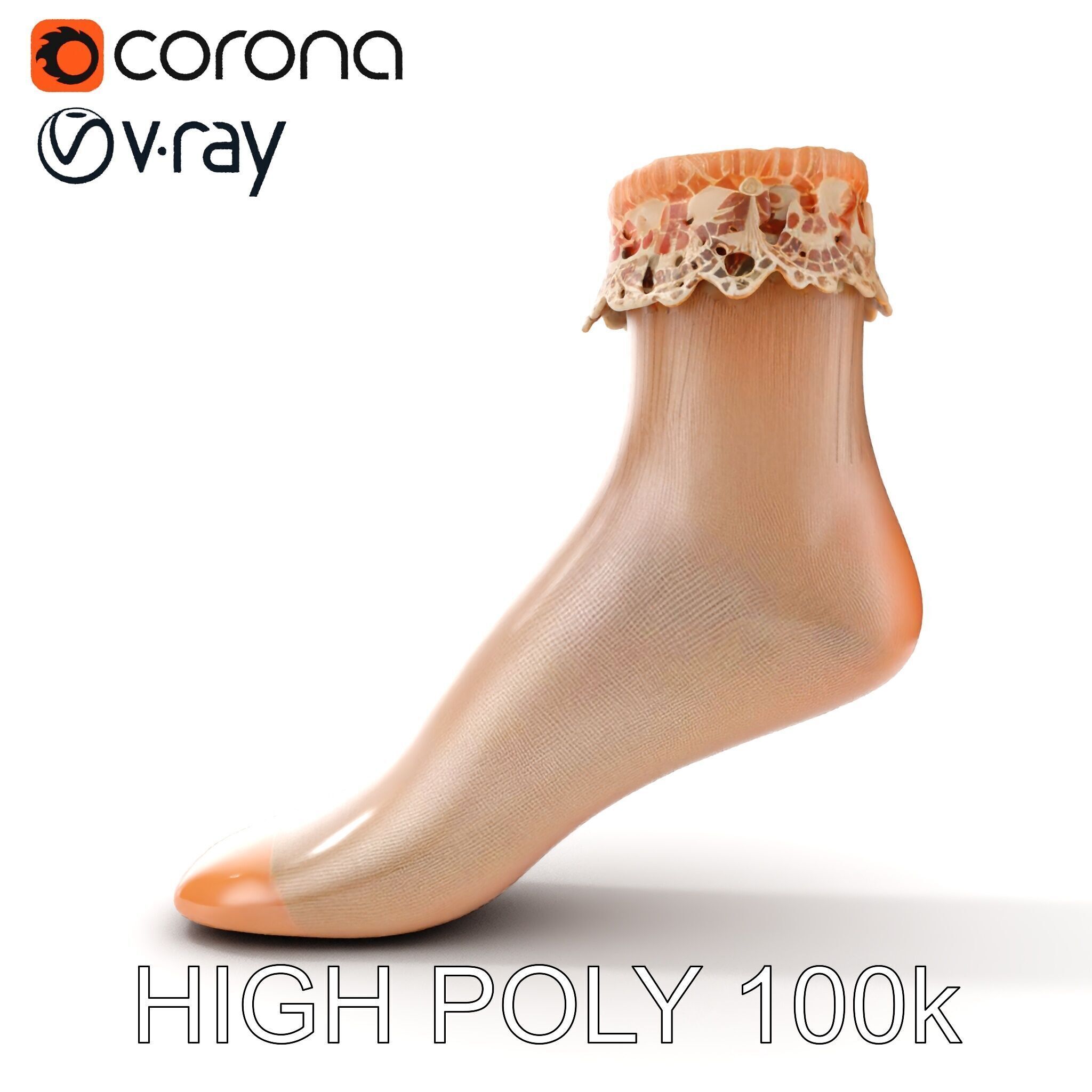 Lace Ankle Sock Model Pack Low-poly 3D model_21