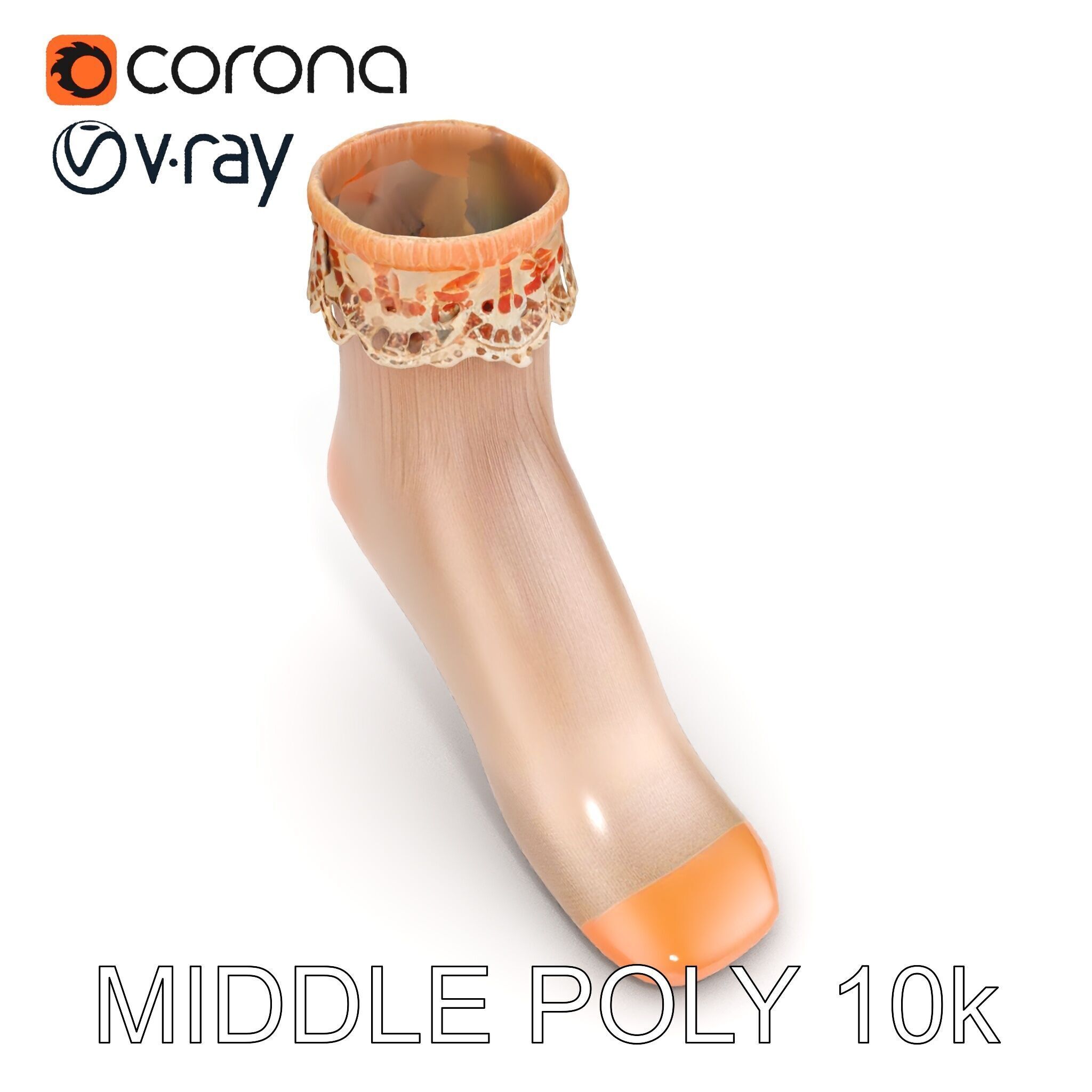 Lace Ankle Sock Model Pack Low-poly 3D model_8