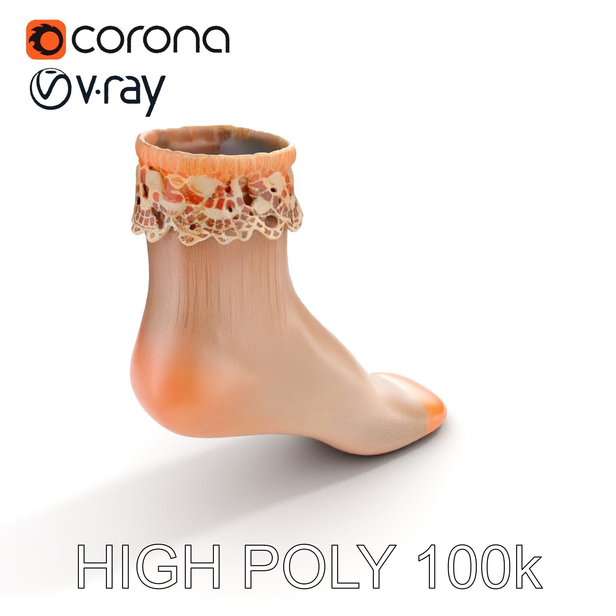 Lace Ankle Sock Model Pack Low-poly 3D model_15