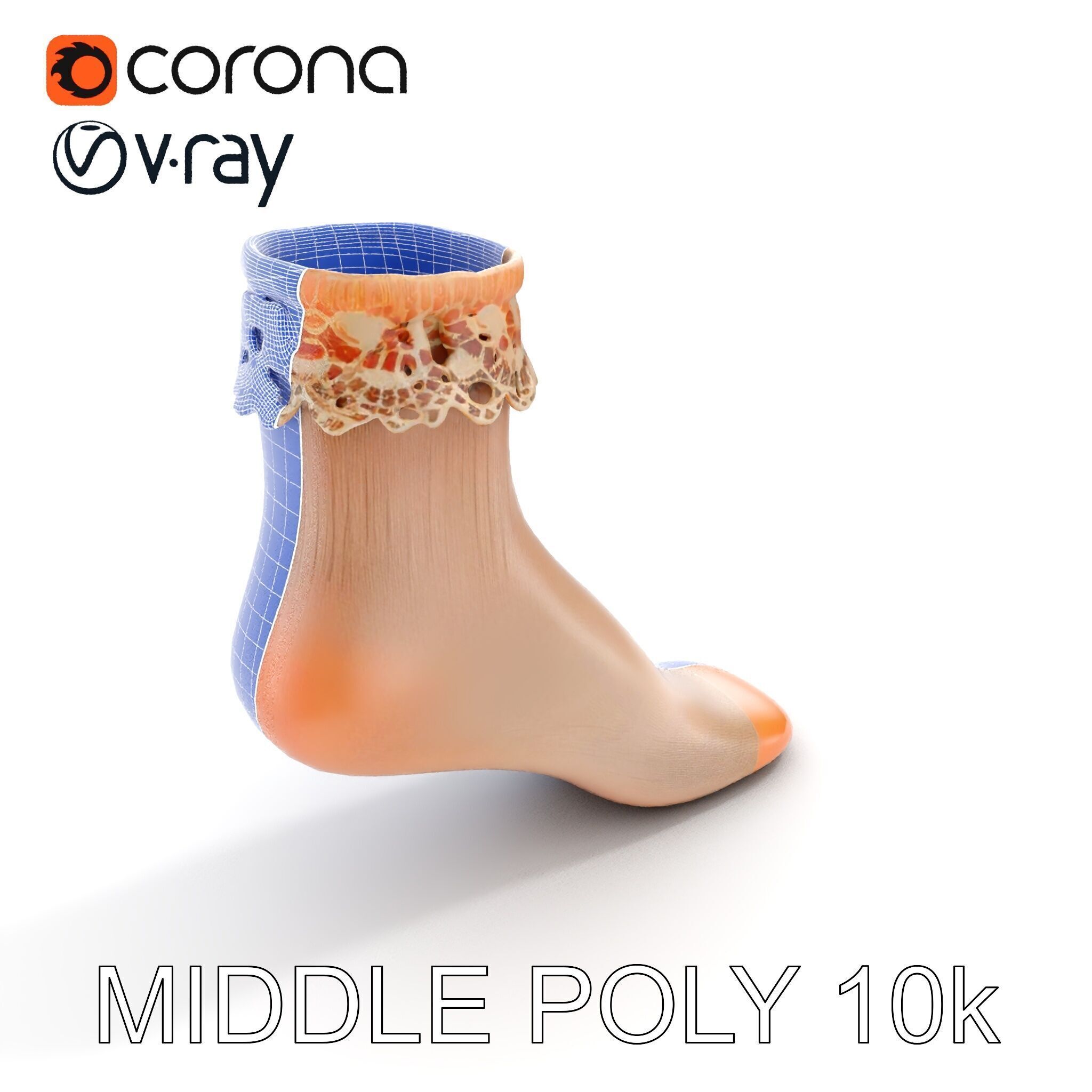 Lace Ankle Sock Model Pack Low-poly 3D model_30