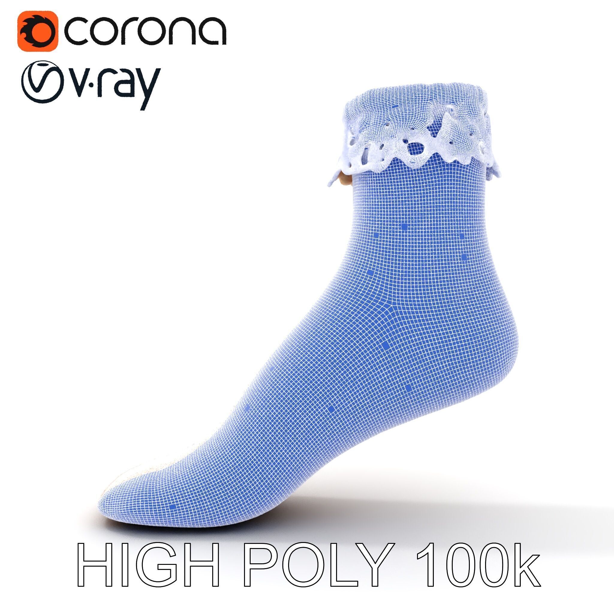 Lace Ankle Sock Model Pack Low-poly 3D model_32