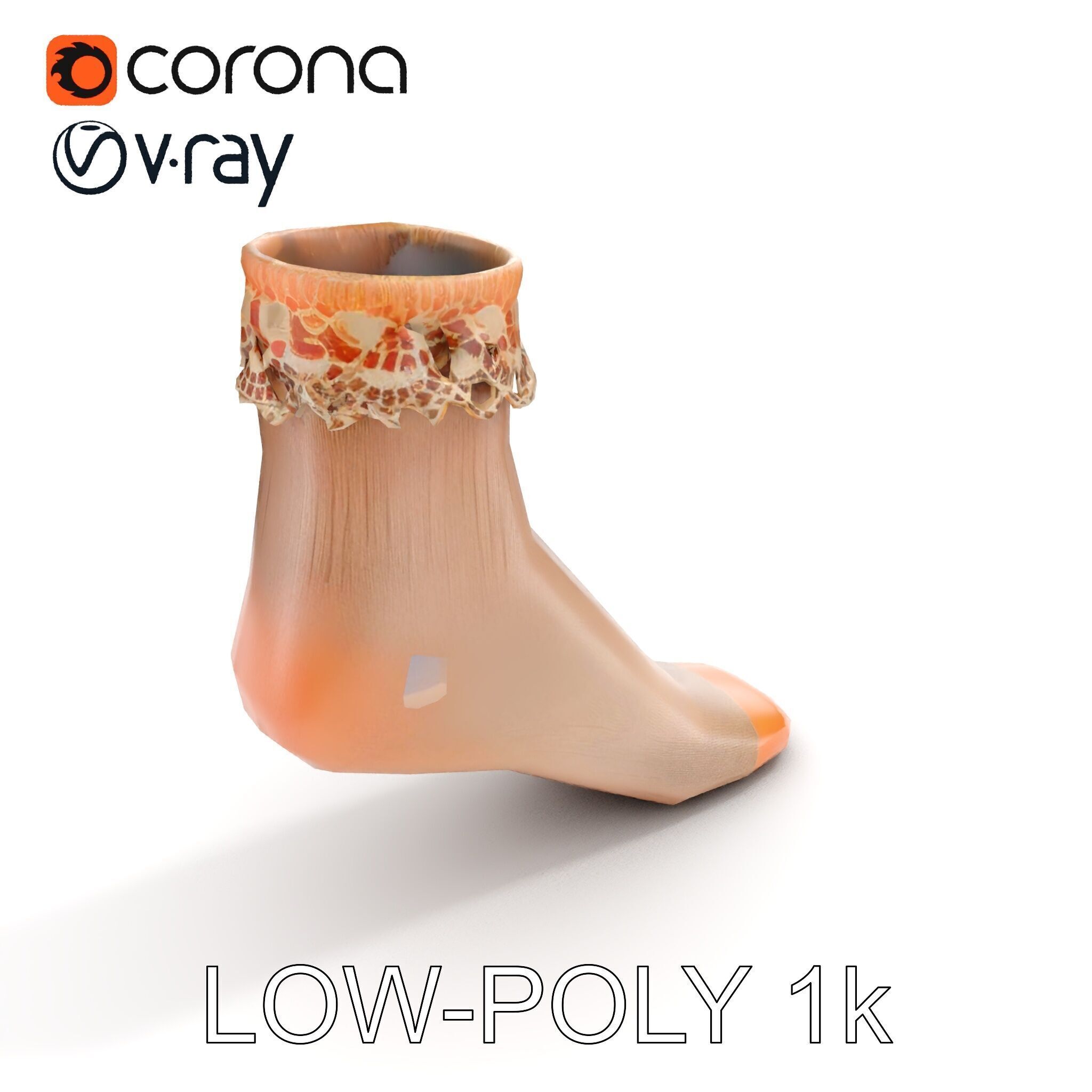 Lace Ankle Sock Model Pack Low-poly 3D model_9