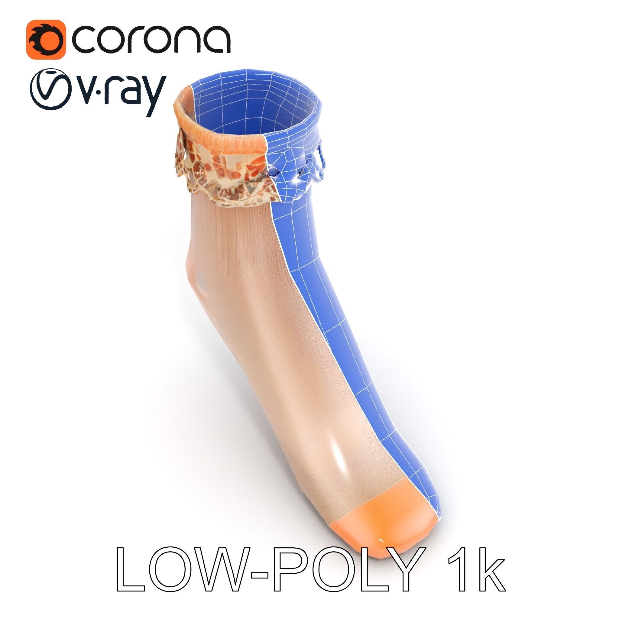 Lace Ankle Sock Model Pack Low-poly 3D model_31