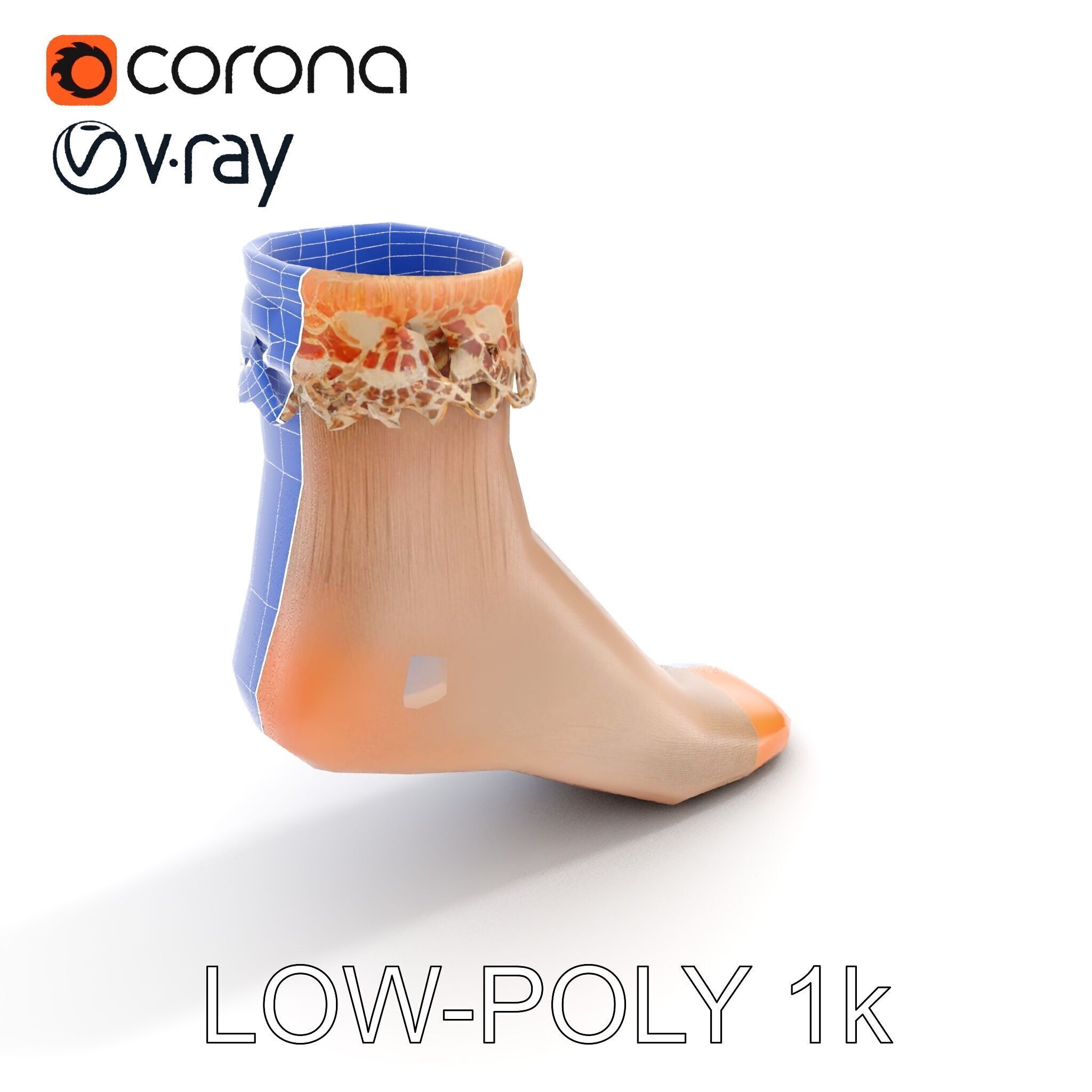 Lace Ankle Sock Model Pack Low-poly 3D model_17