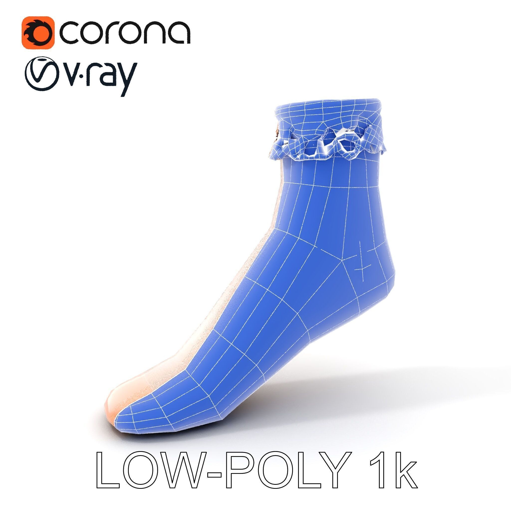 Lace Ankle Sock Model Pack Low-poly 3D model_26