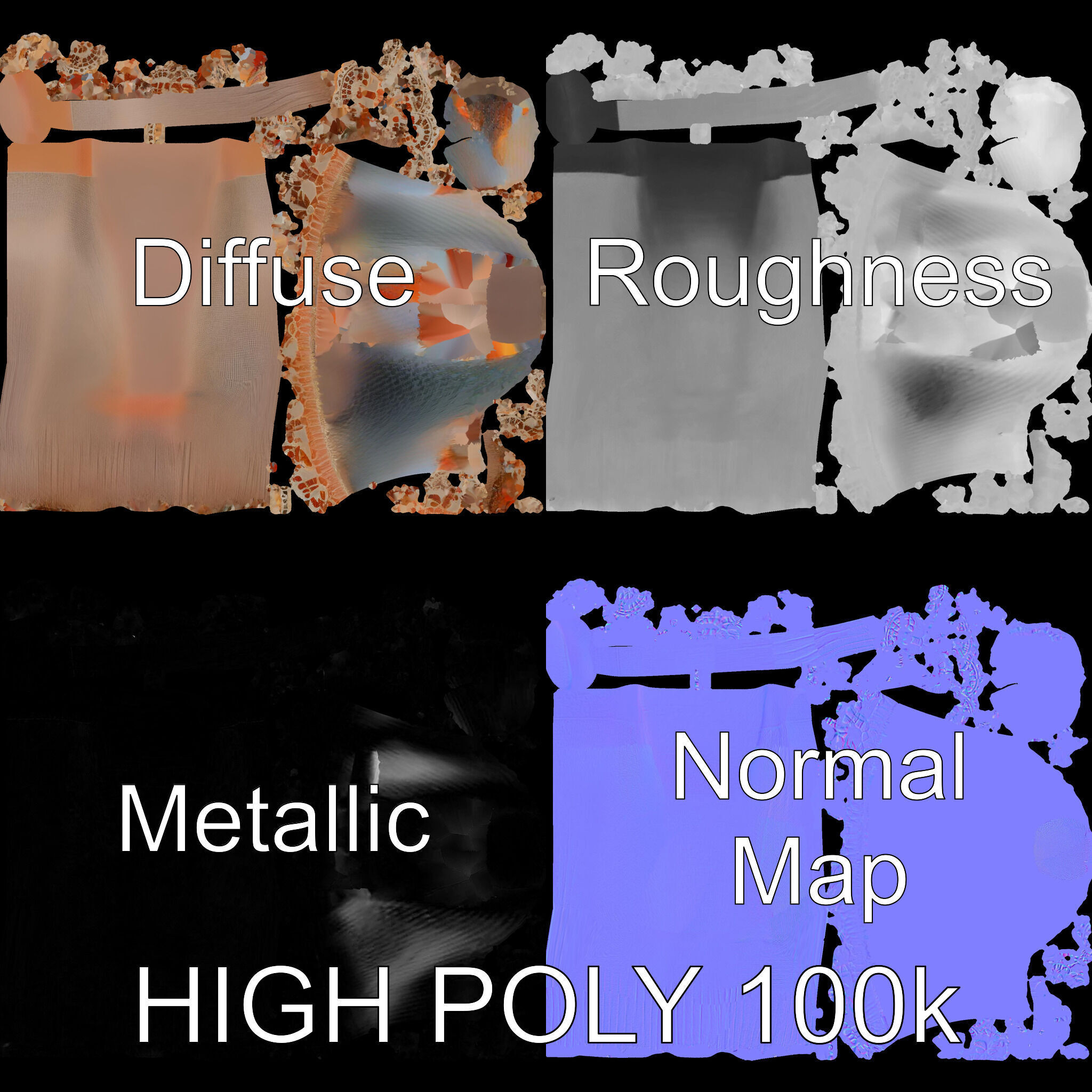 Lace Ankle Sock Model Pack Low-poly 3D model_3