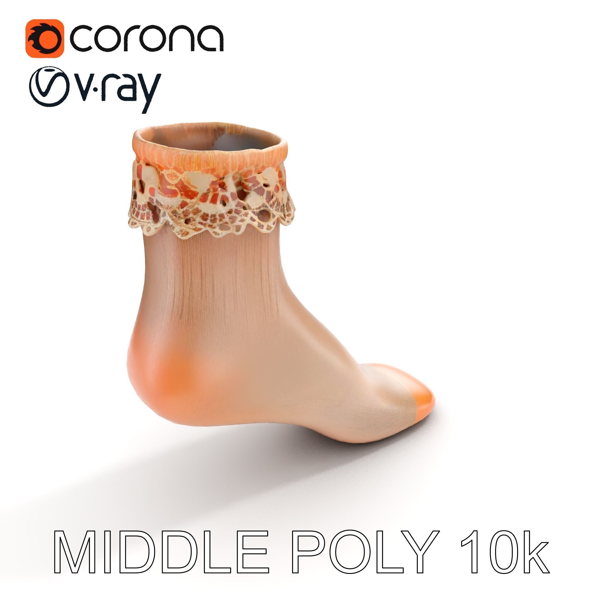 Lace Ankle Sock Model Pack Low-poly 3D model_10