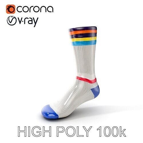 Colorful Striped Sock Model Pack Low-poly 3D model