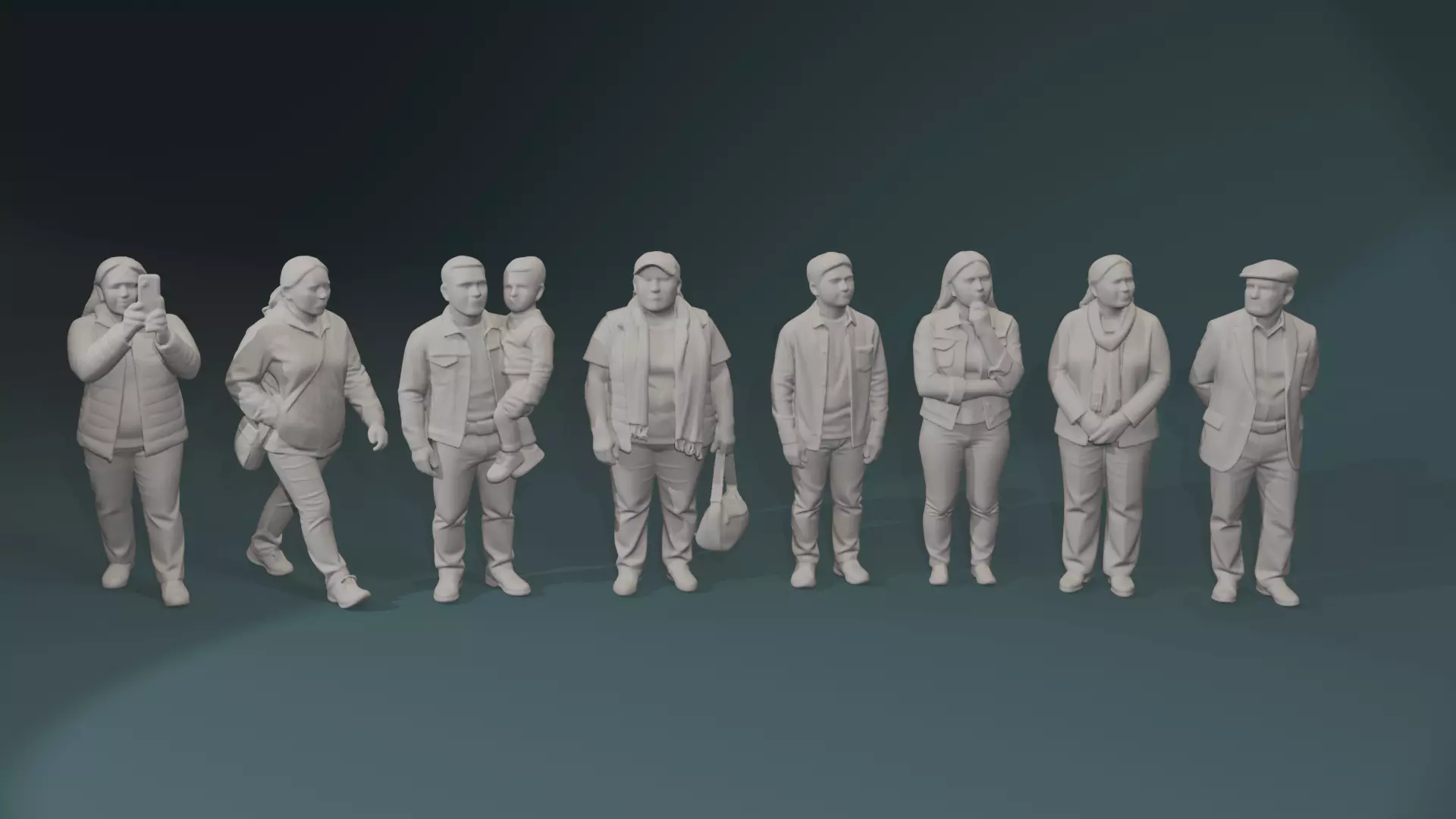 People Bystanders Crowd Colombians 3D model_0