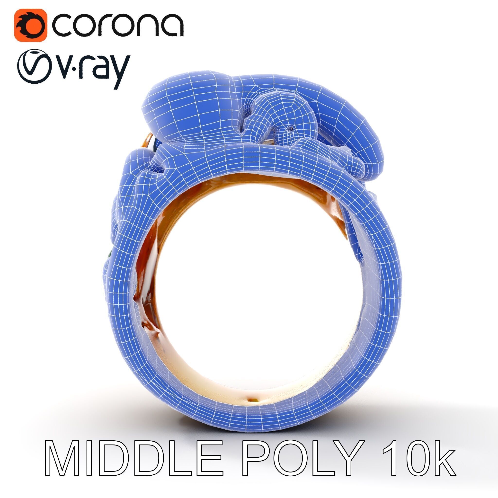 Intricate Gold Ring with Gemstone Model Pack Low-poly 3D model_27