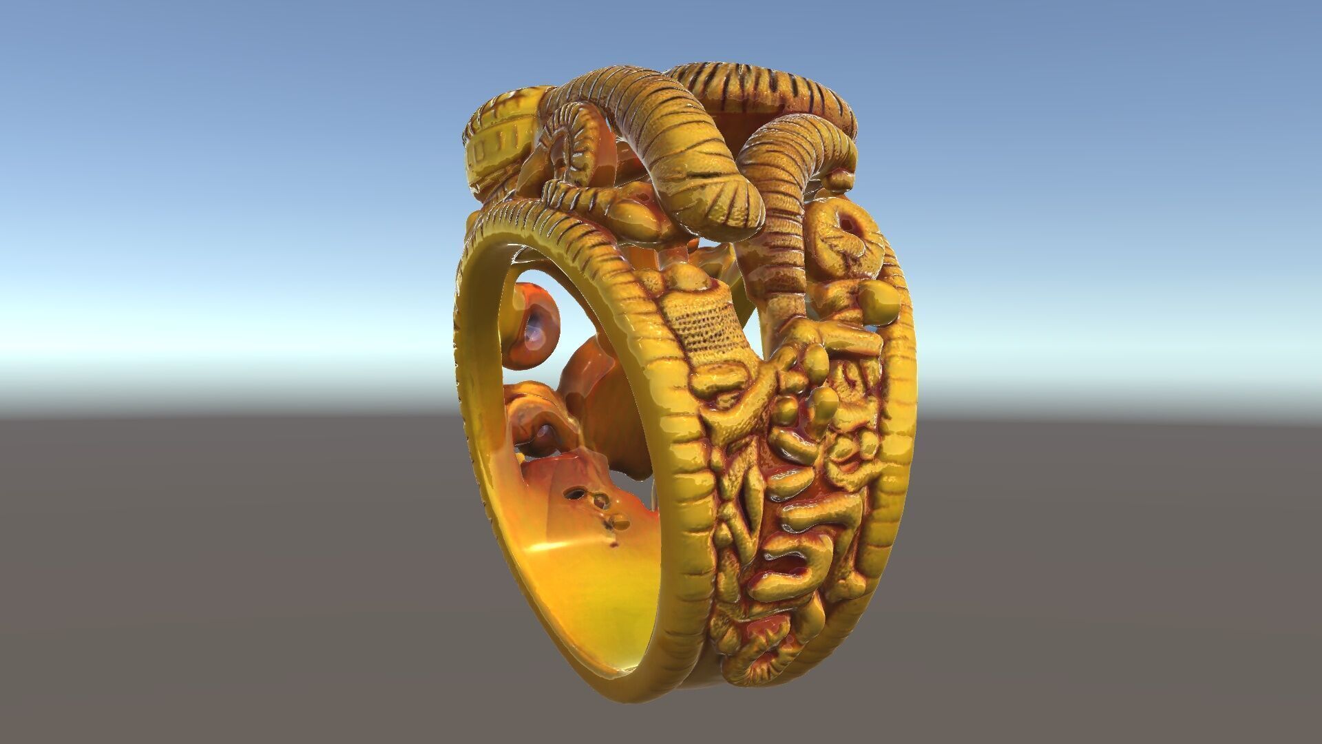 Intricate Gold Ring with Gemstone Model Pack Low-poly 3D model_5