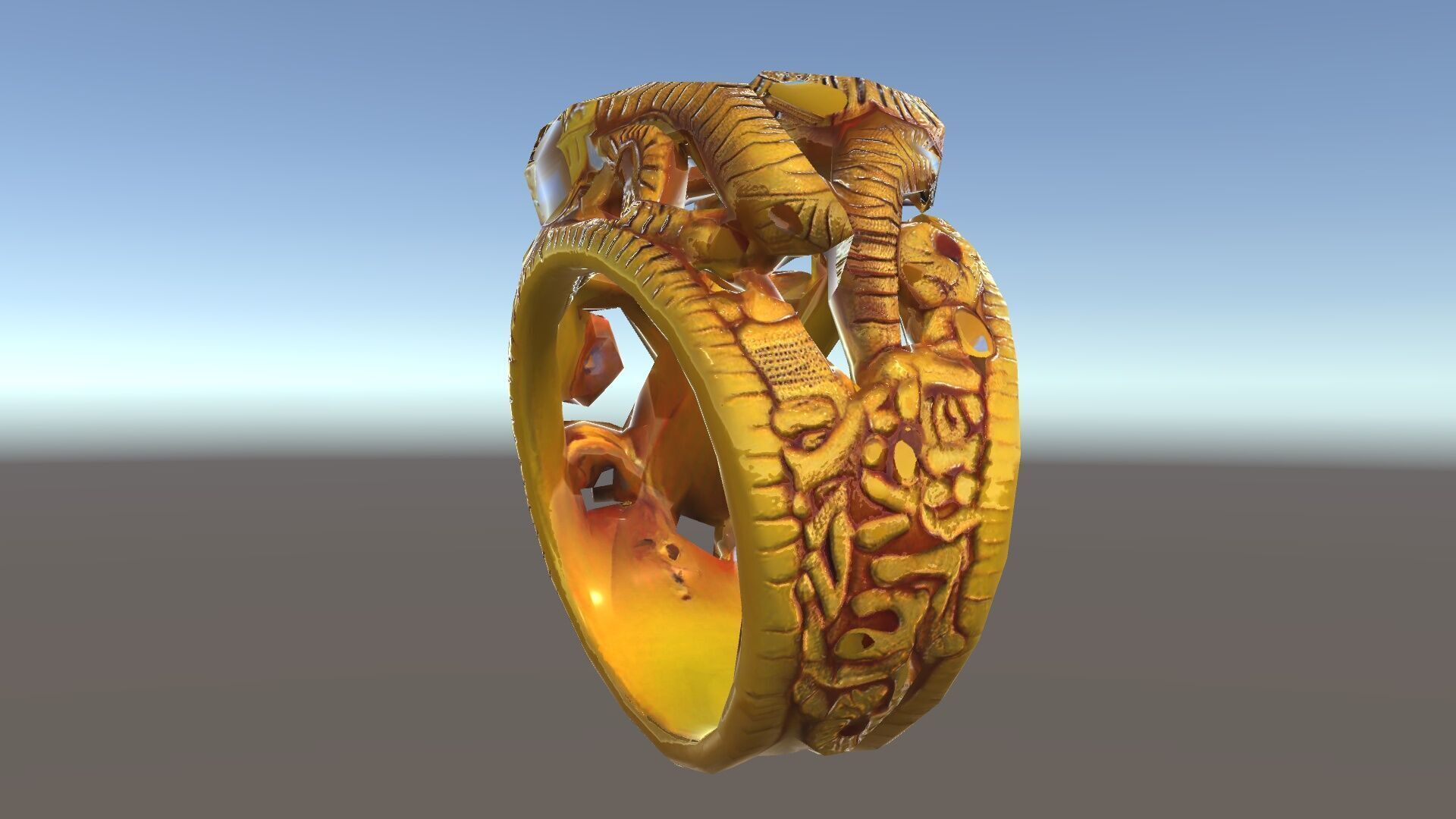 Intricate Gold Ring with Gemstone Model Pack Low-poly 3D model_34