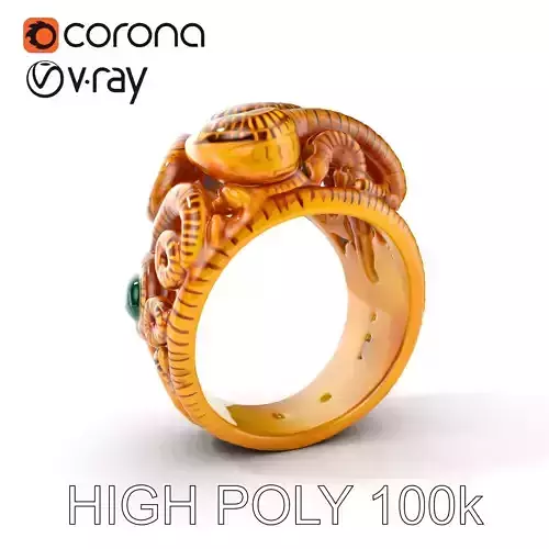Intricate Gold Ring with Gemstone Model Pack