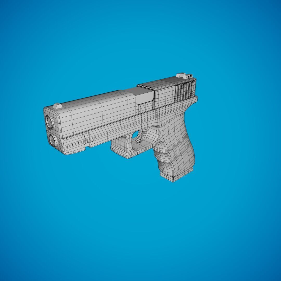 Glock 9mm pistol low poly Low-poly 3D model_1