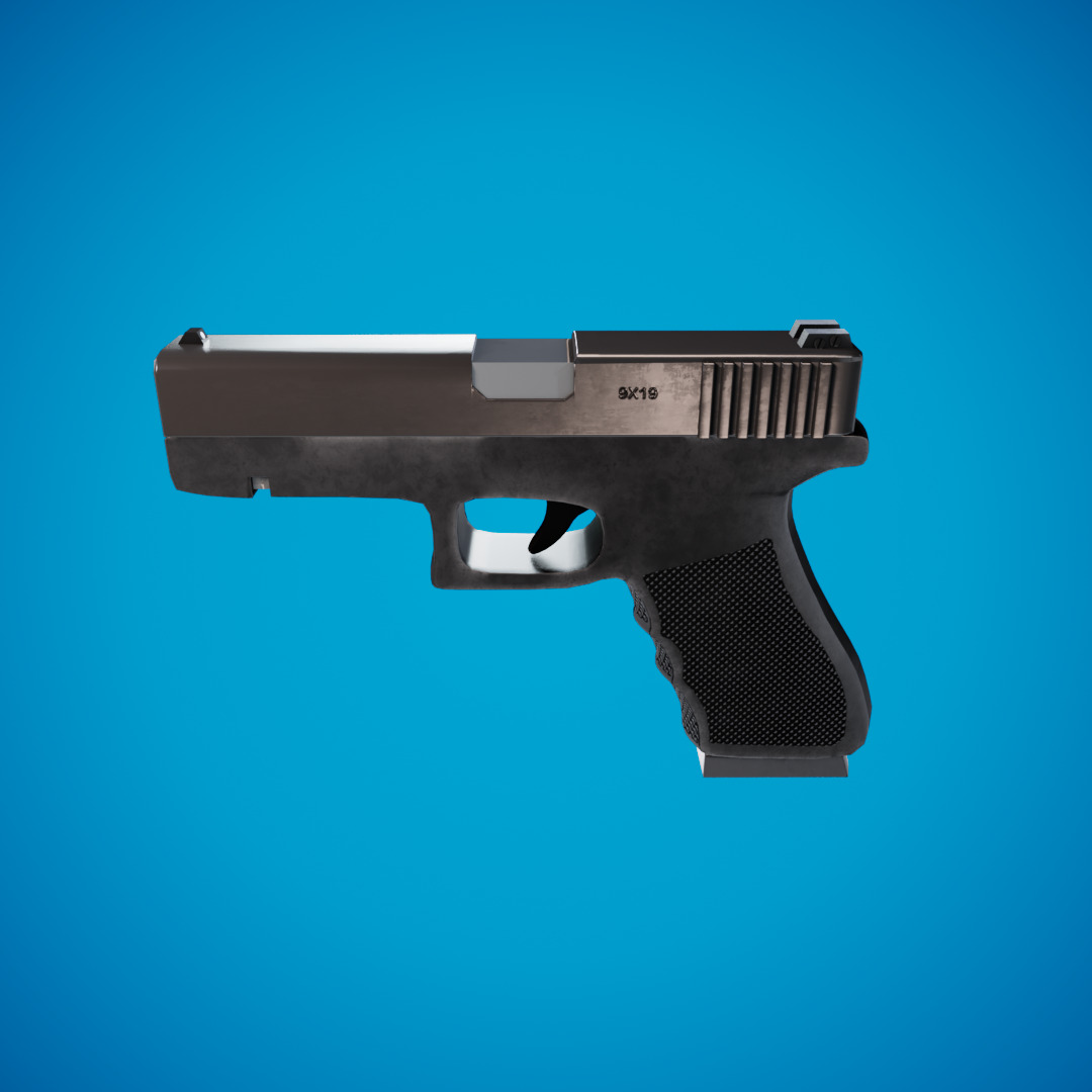 Glock 9mm pistol low poly Low-poly 3D model_4