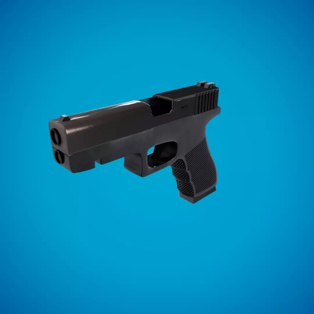 Glock 9mm pistol low poly Low-poly 3D model_0