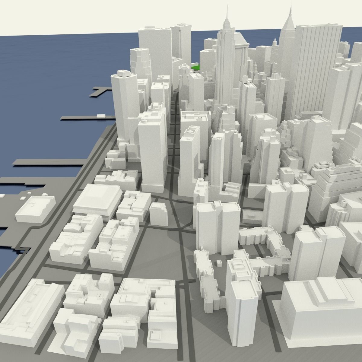 NYC Lower Manhattan Financial District Low-poly 3D model_14
