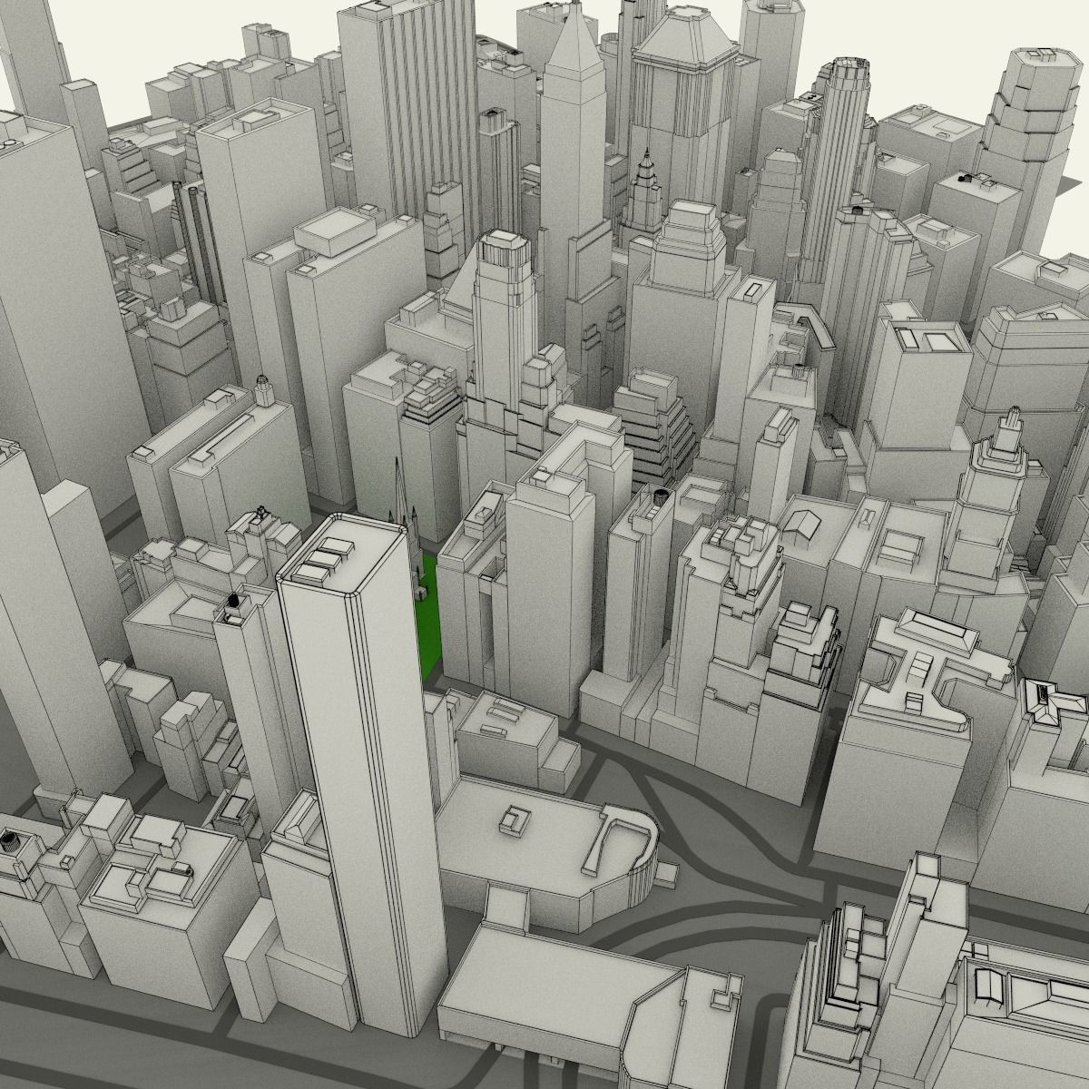 NYC Lower Manhattan Financial District Low-poly 3D model_3