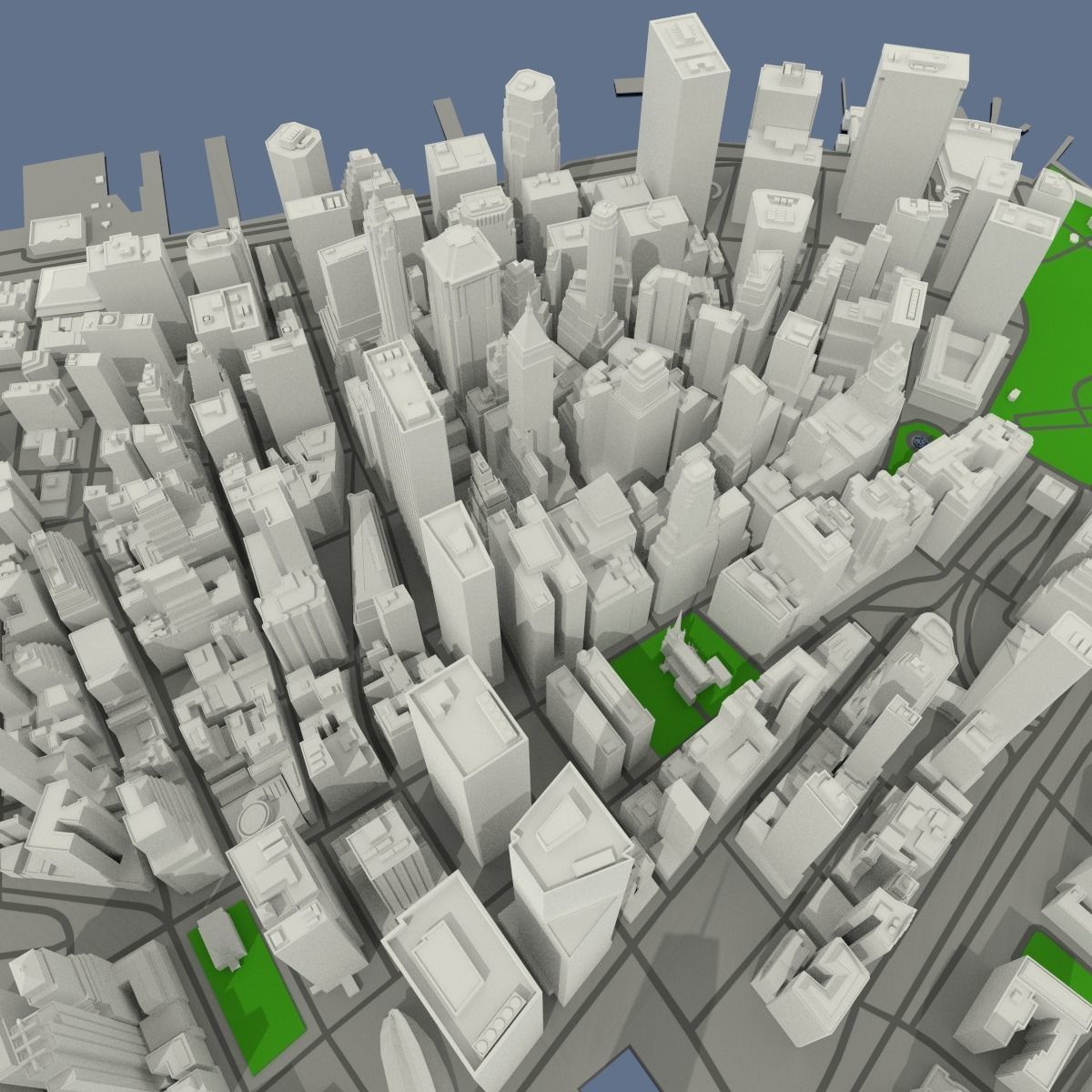 NYC Lower Manhattan Financial District Low-poly 3D model_4