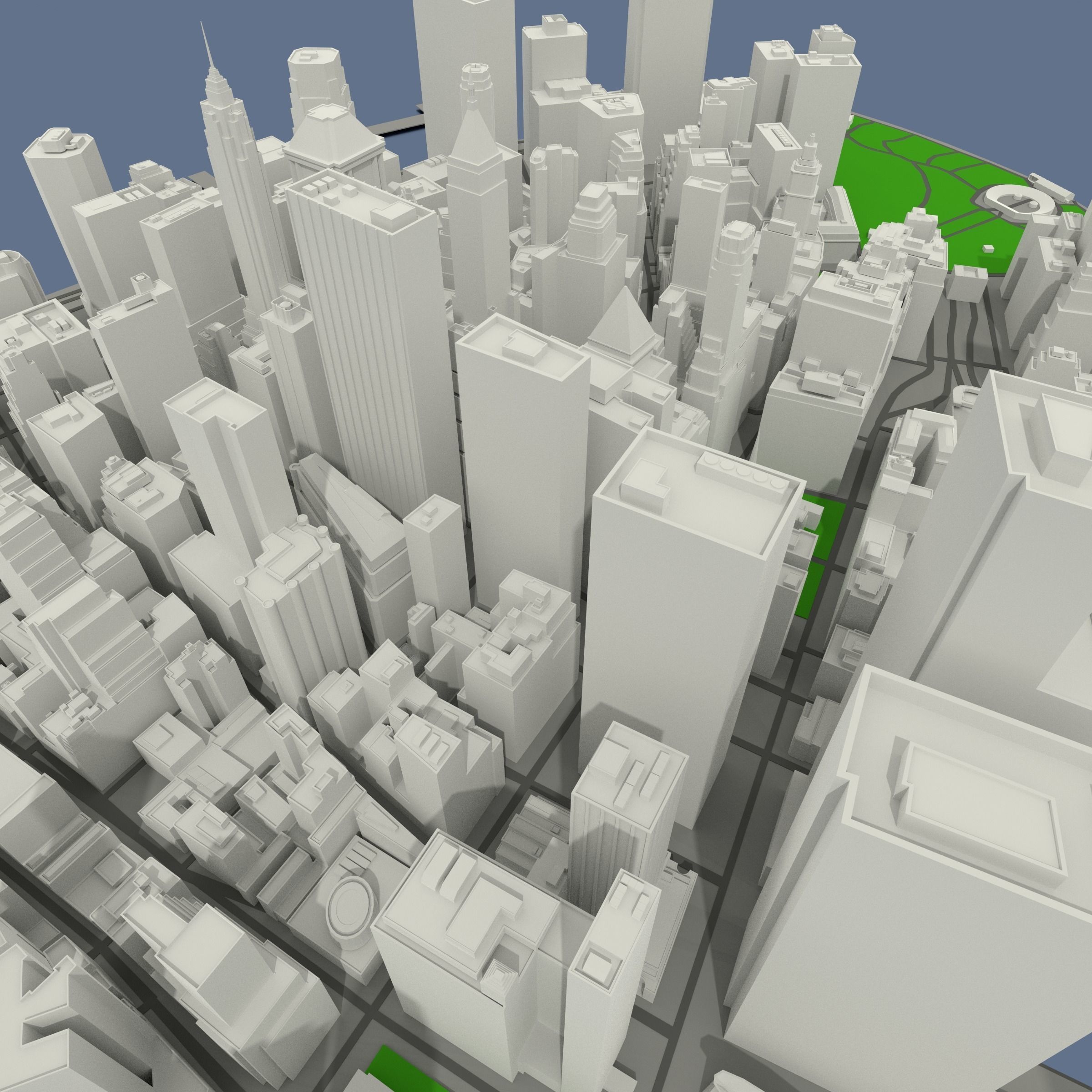 NYC Lower Manhattan Financial District Low-poly 3D model_13