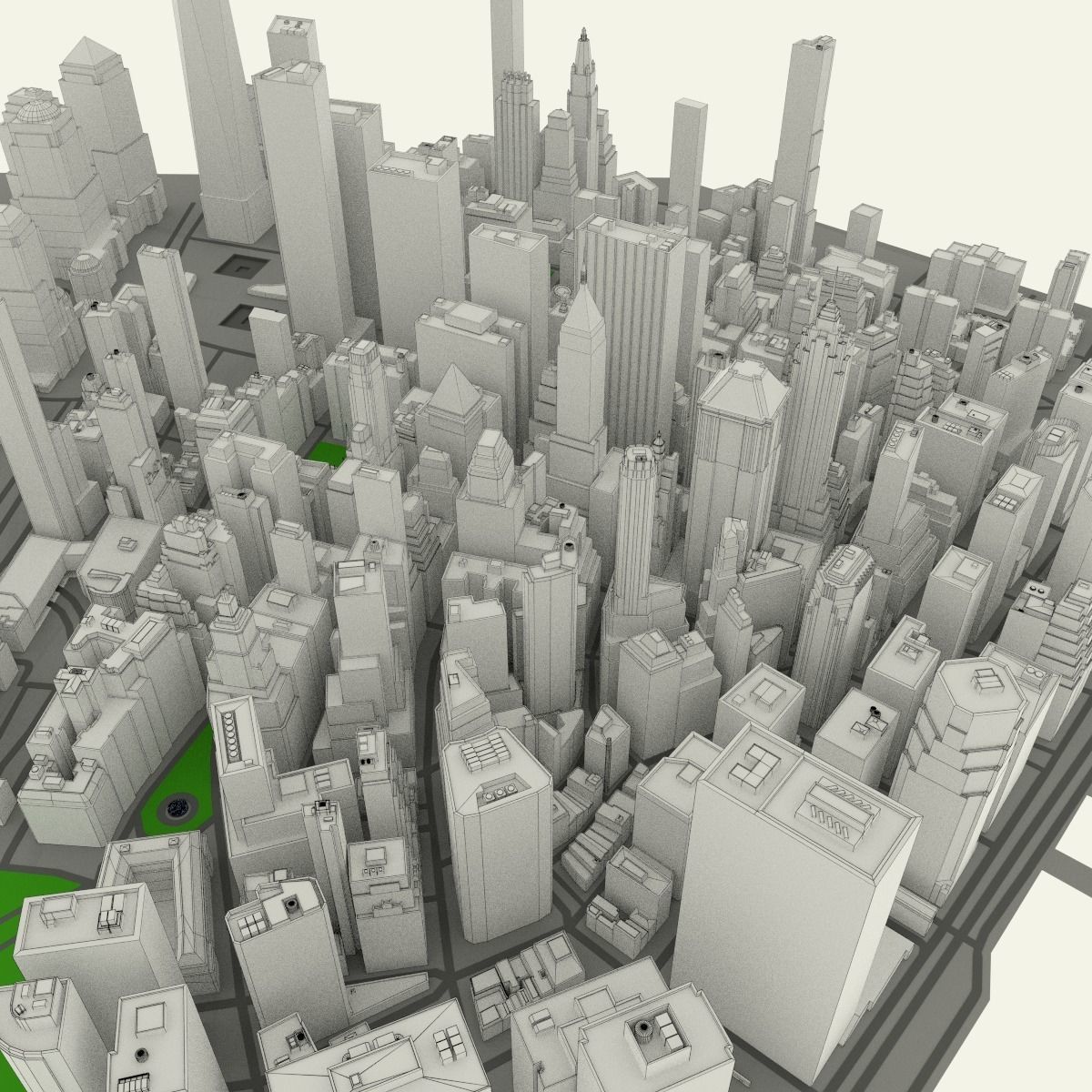 NYC Lower Manhattan Financial District Low-poly 3D model_6