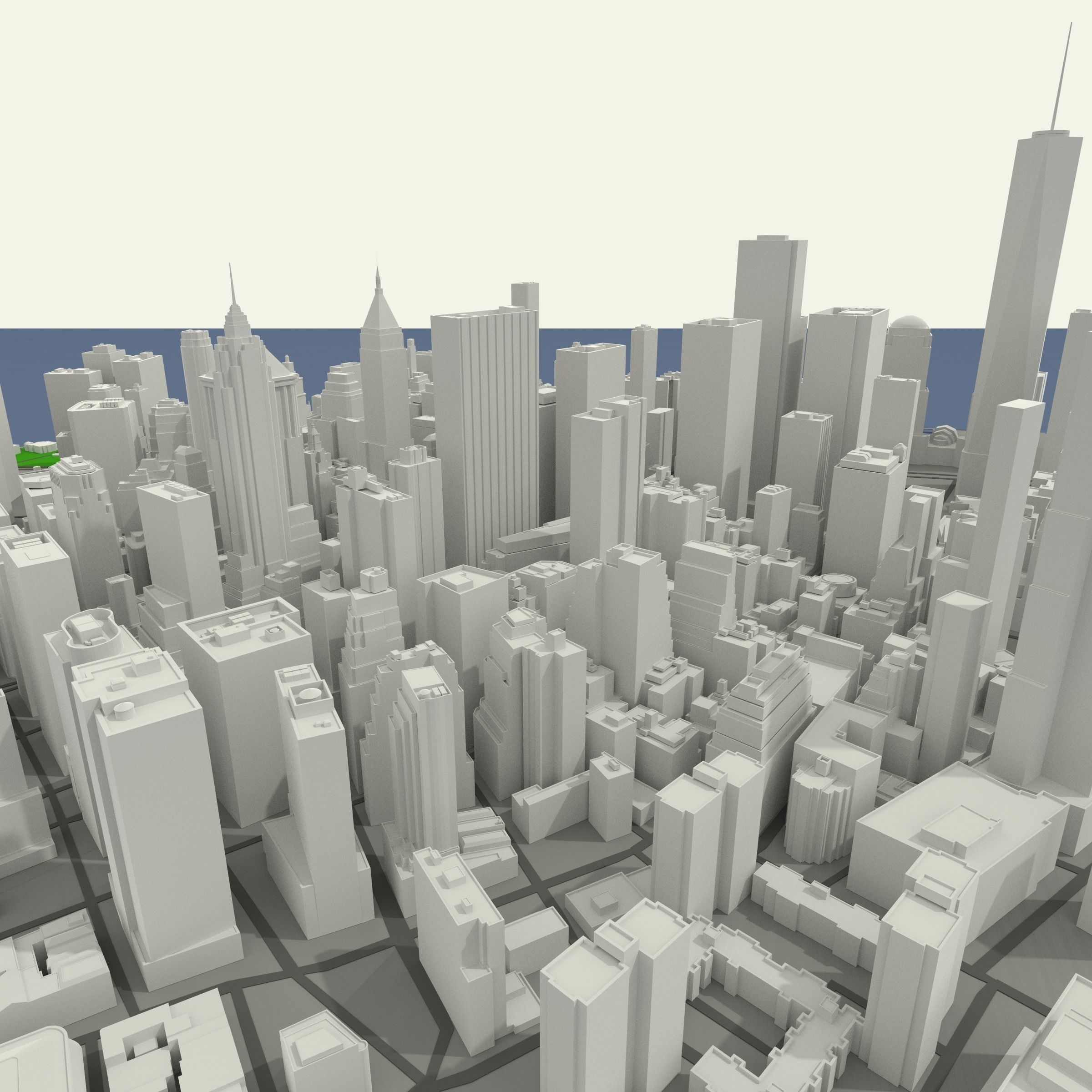 NYC Lower Manhattan Financial District Low-poly 3D model_2
