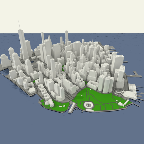 NYC Lower Manhattan Financial District Low-poly 3D model