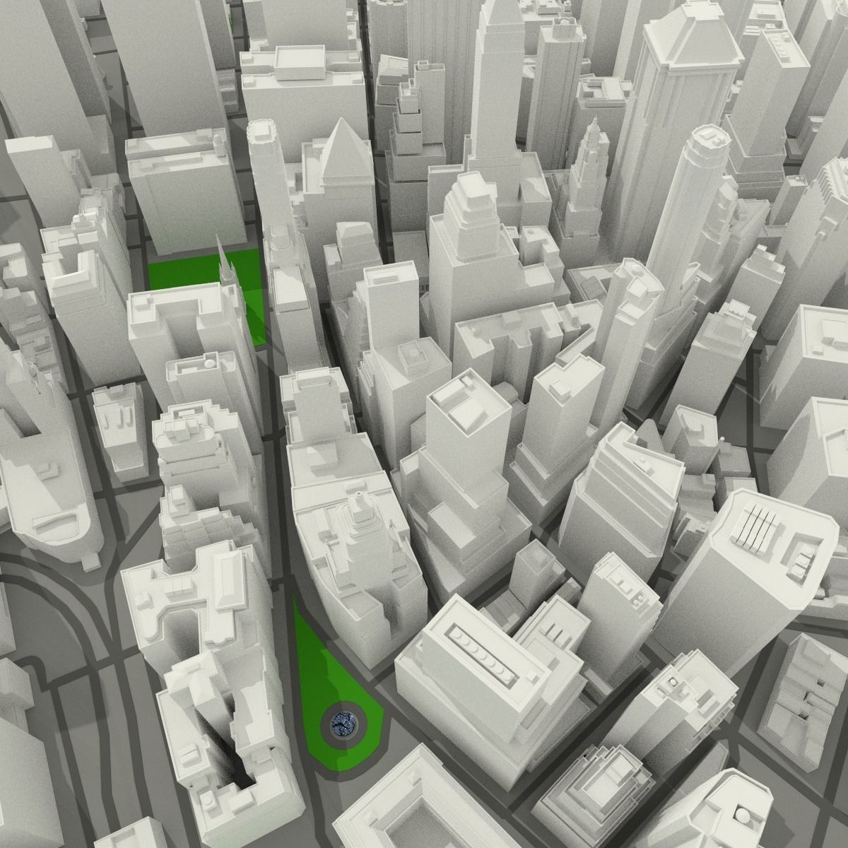 NYC Lower Manhattan Financial District Low-poly 3D model_7