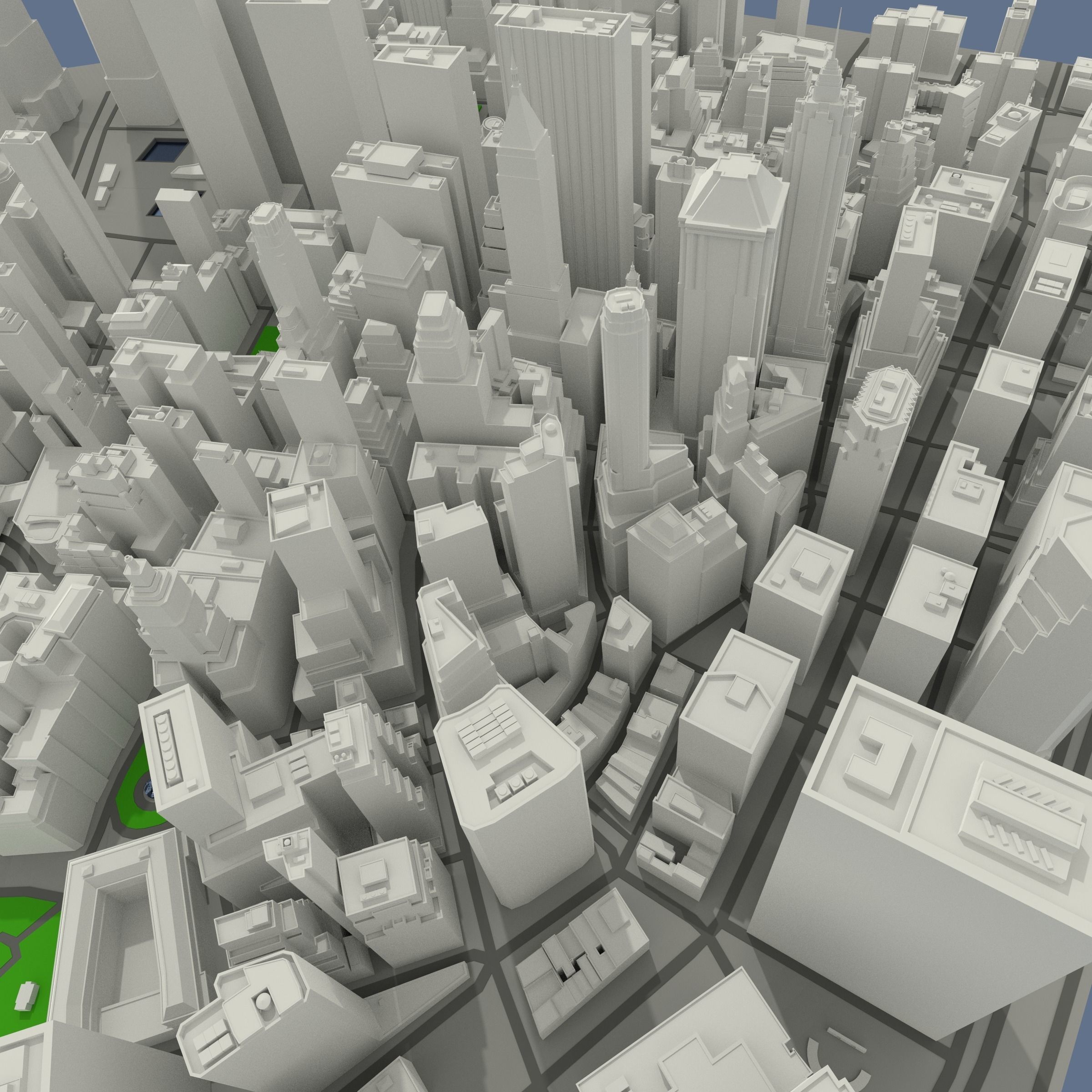 NYC Lower Manhattan Financial District Low-poly 3D model_1