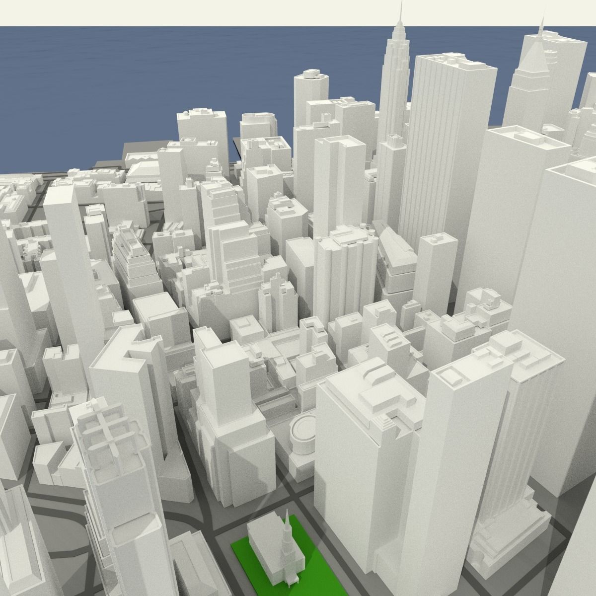 NYC Lower Manhattan Financial District Low-poly 3D model_8