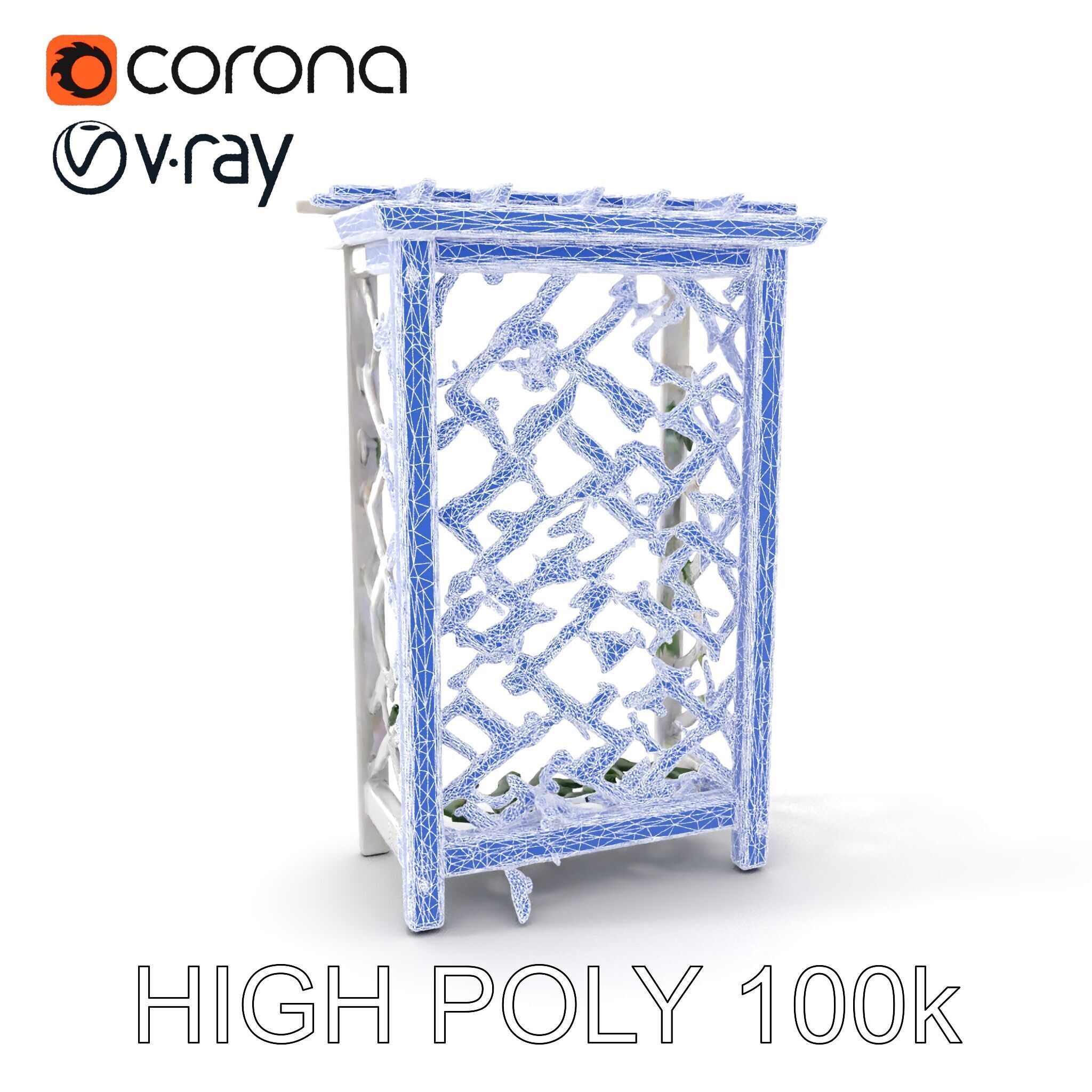 Wooden Planter Trellis with Vines Model Pack Low-poly 3D model_20
